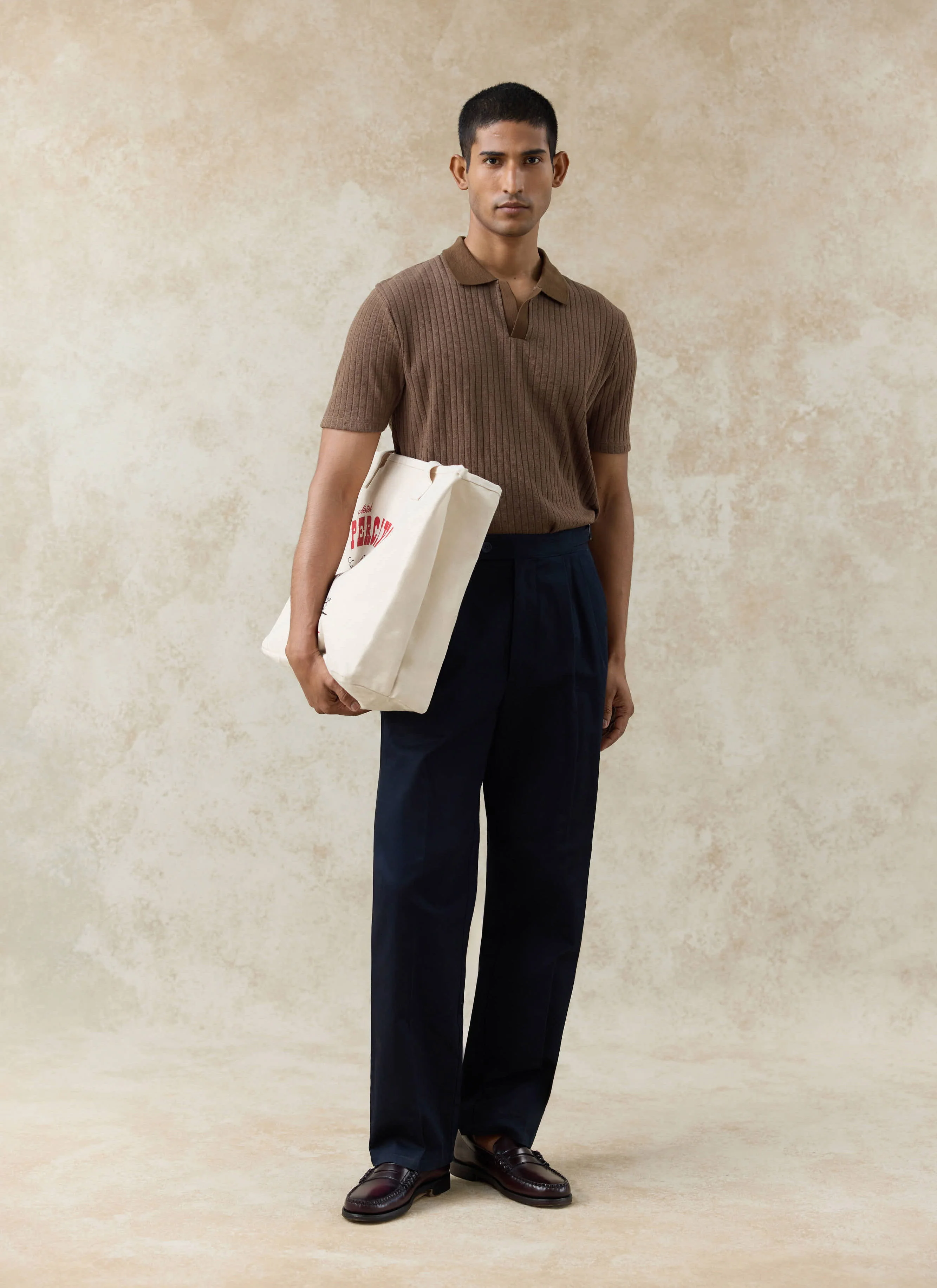 Anthony Ribbed Polo | Cotton | Espresso - Image 4