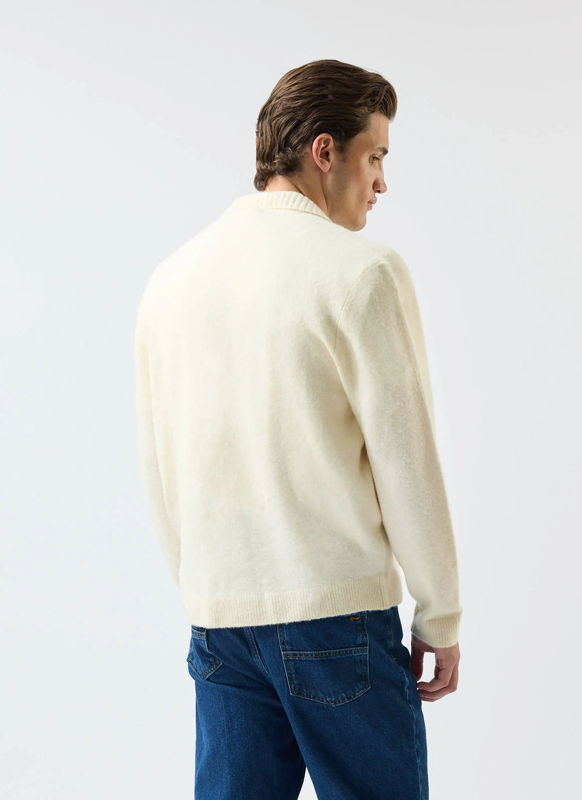 Archive Wool Knitted Collared Cardigan | Cream - Image 7