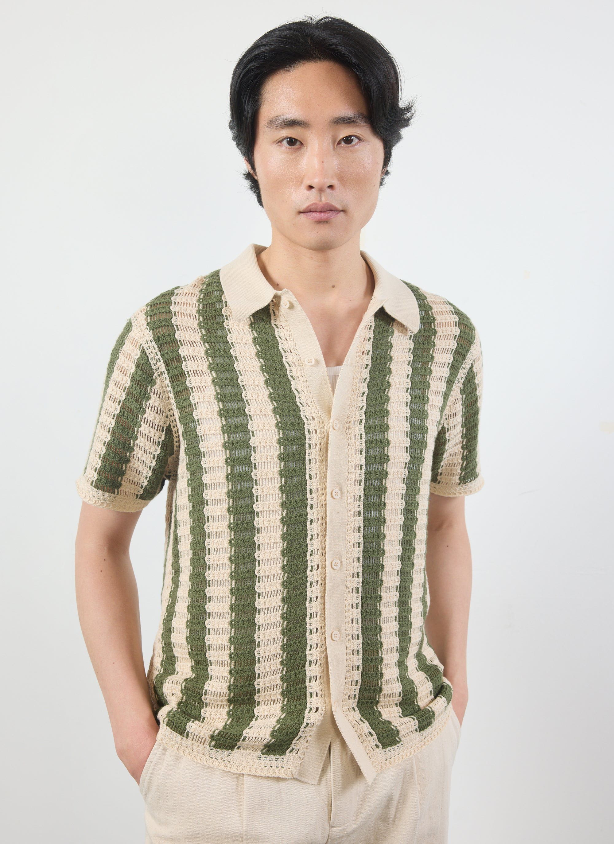 Barletta Knitted Shirt | Cotton | Olive - Image 4