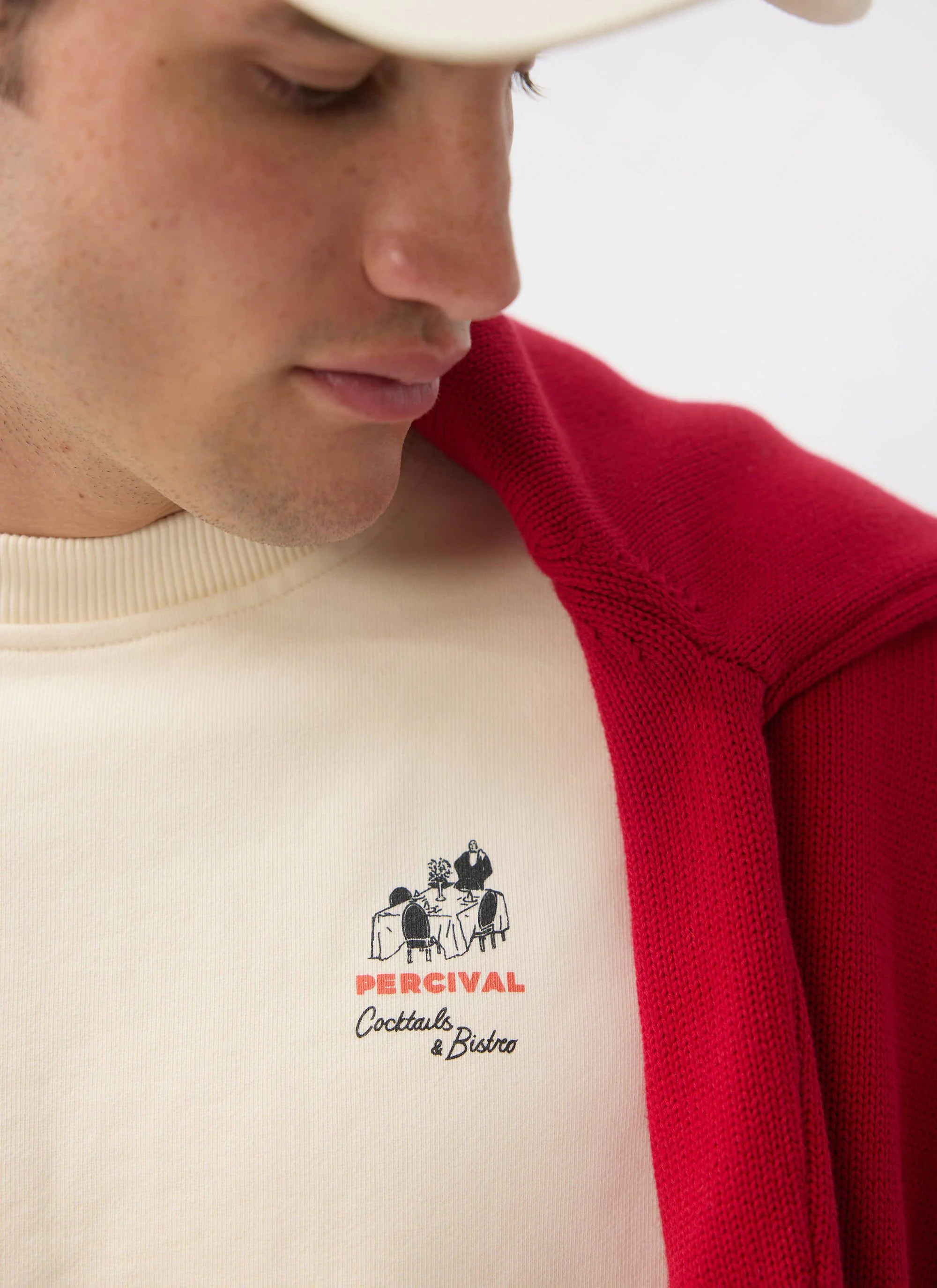 Bistro Printed Sweatshirt | Cotton | Cream - Image 4