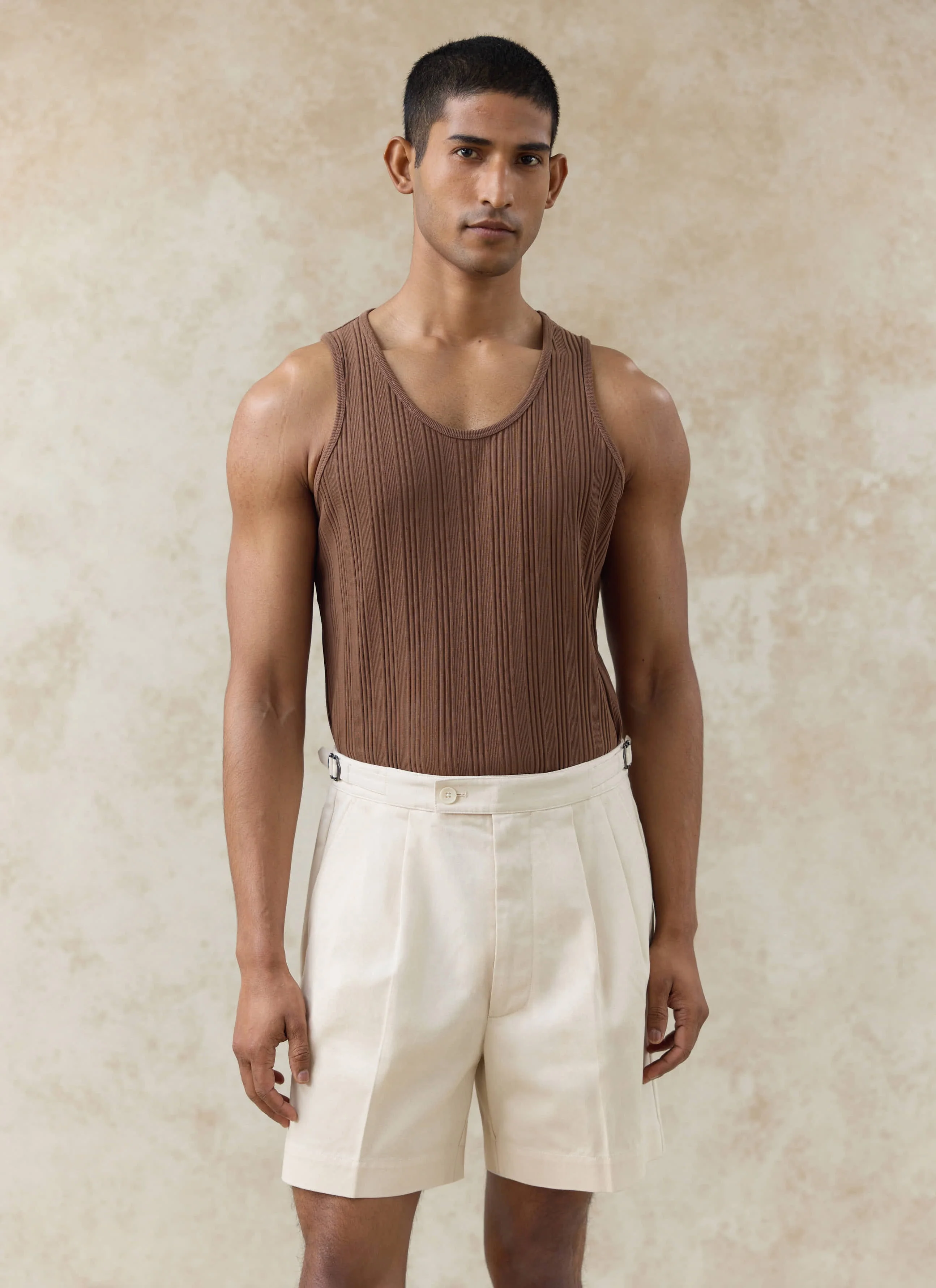 Blake Double Pleated Shorts | Cotton | Cream - Image 6