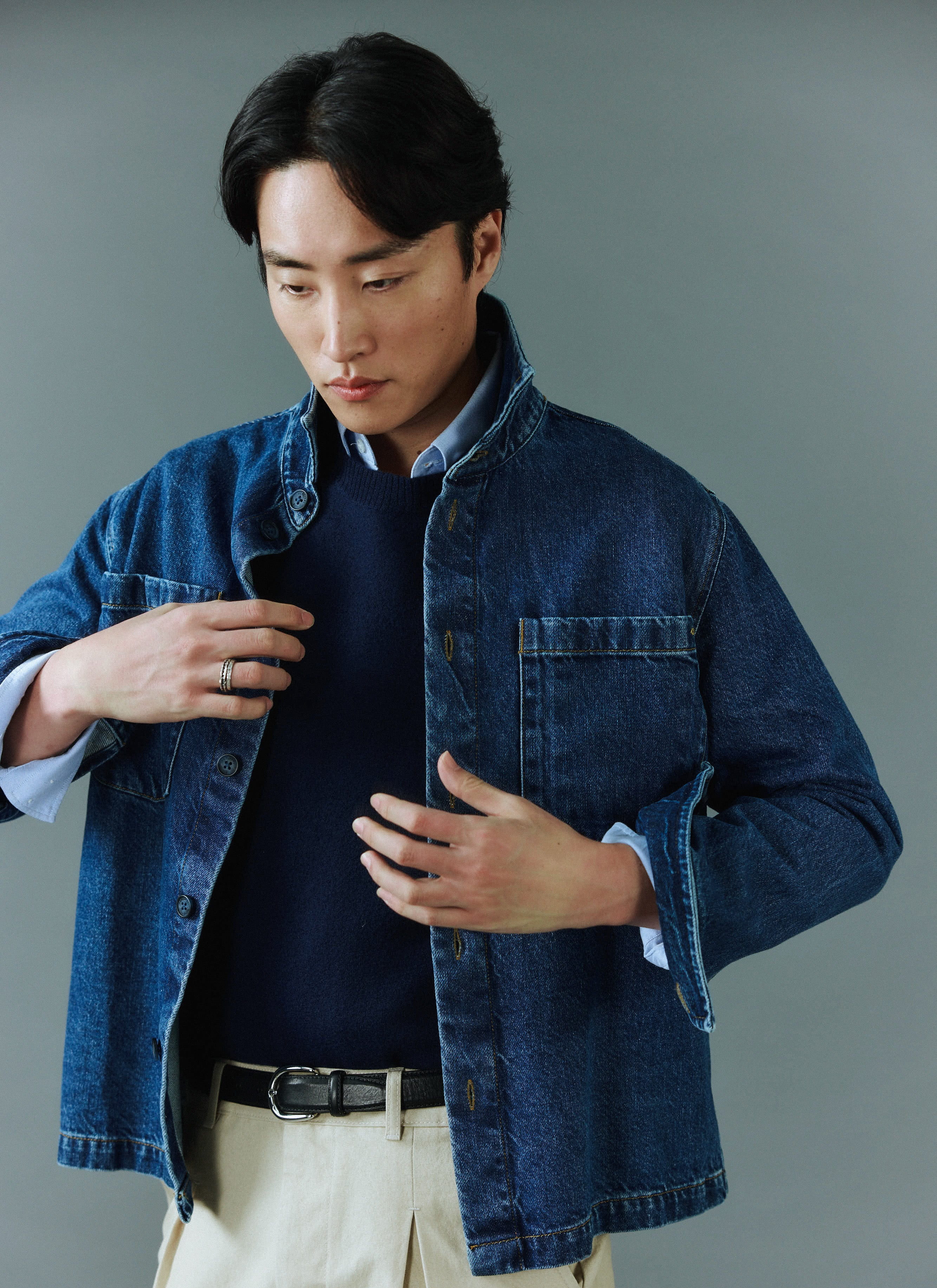 Felted Relaxed Jumper | Wool | Navy - Image 2