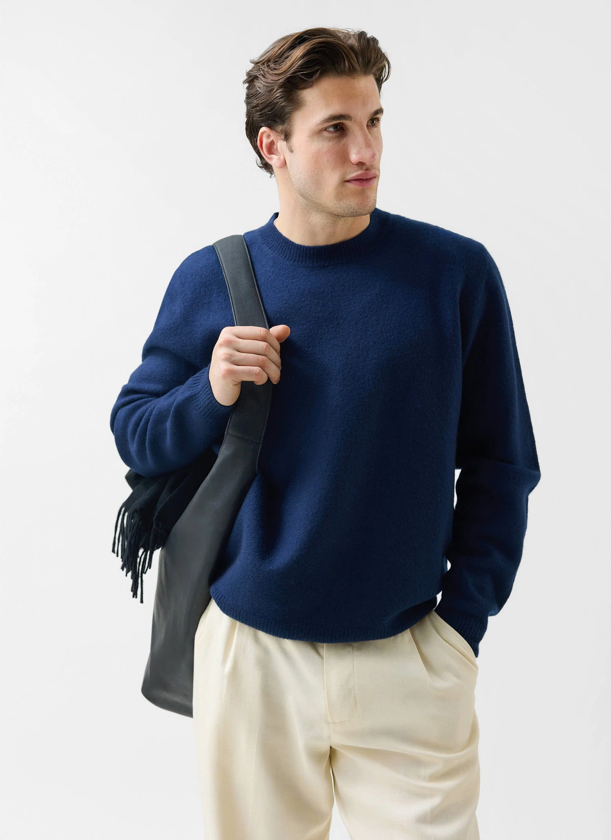 Felted Relaxed Jumper | Wool | Navy - Image 6