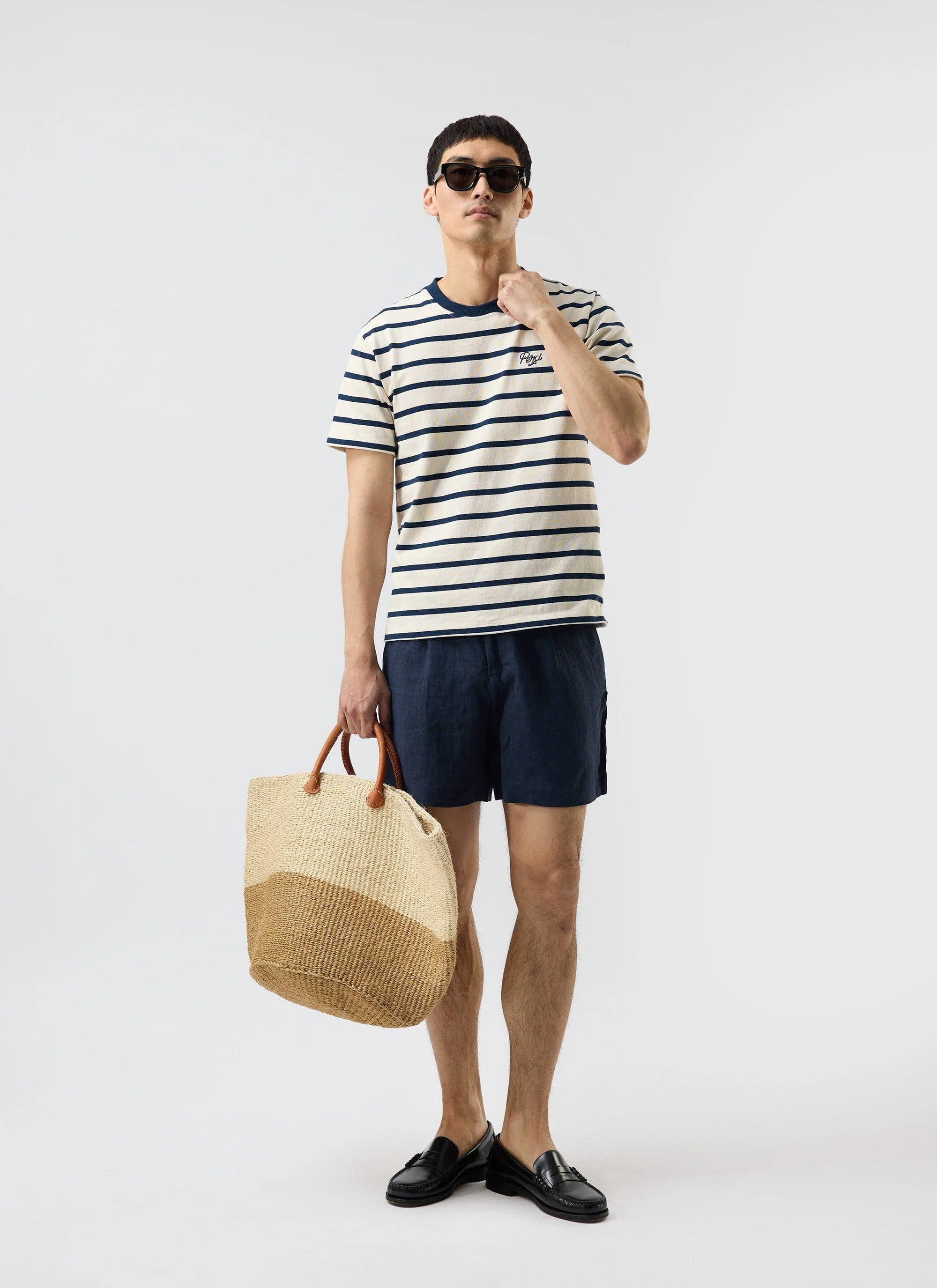 Breton Stripe T Shirt | Organic Cotton | Cream with Navy - Image 6