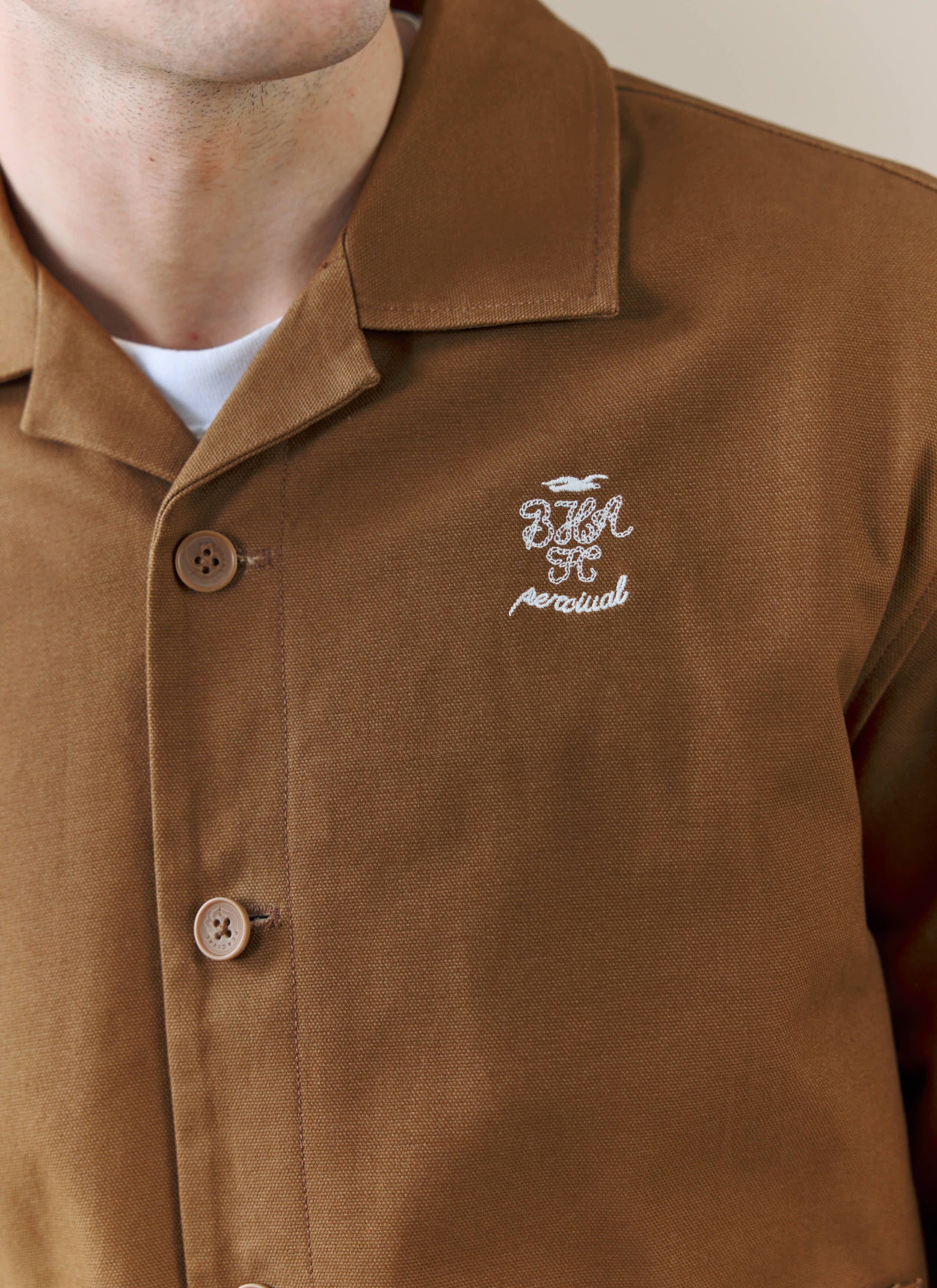 Cotton Canvas Workshirt | Brighton & Hove Albion F.C. x Percival | Brown - Image 3