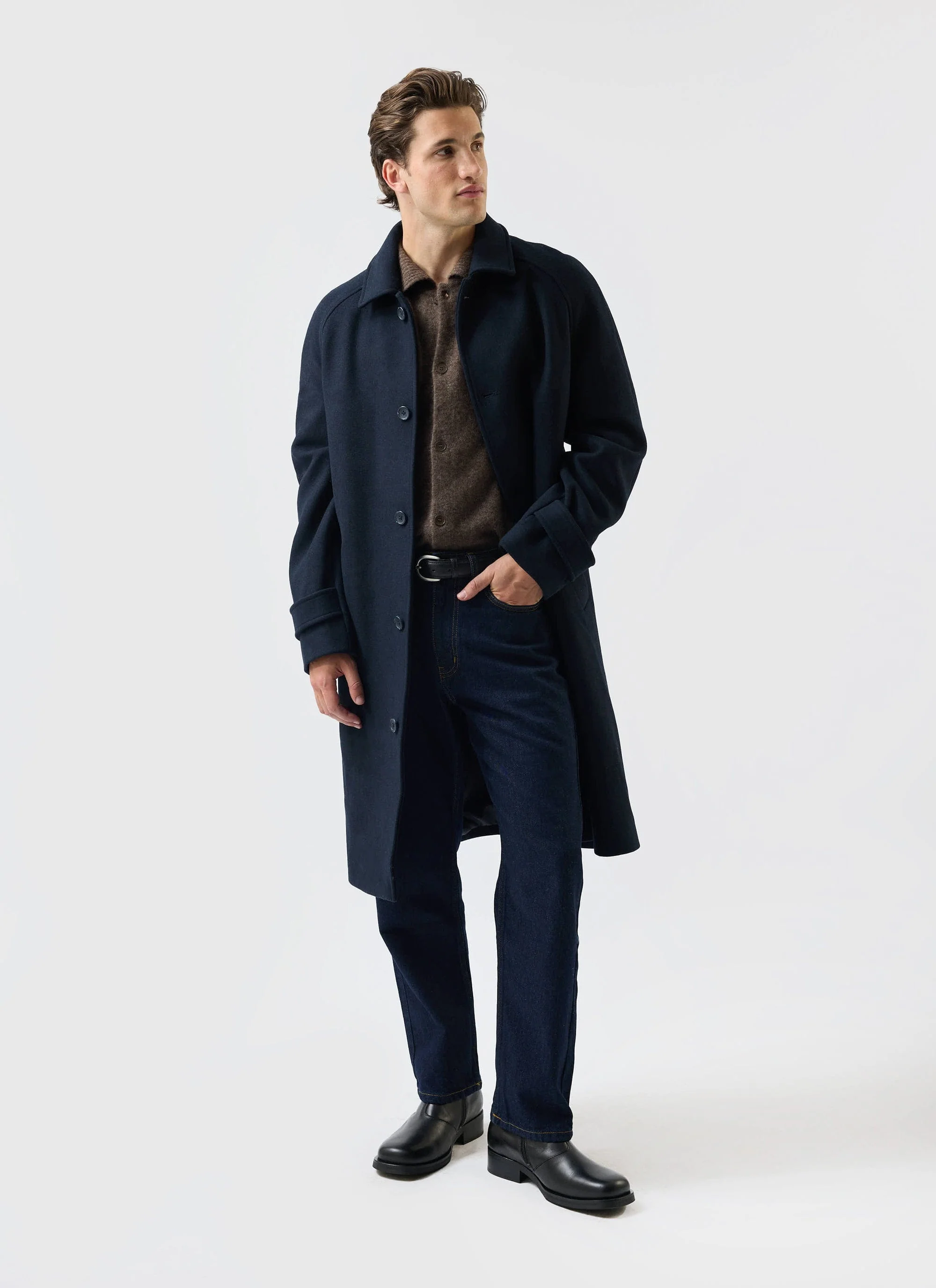 Men's Wool Car Coat | Navy - Image 5