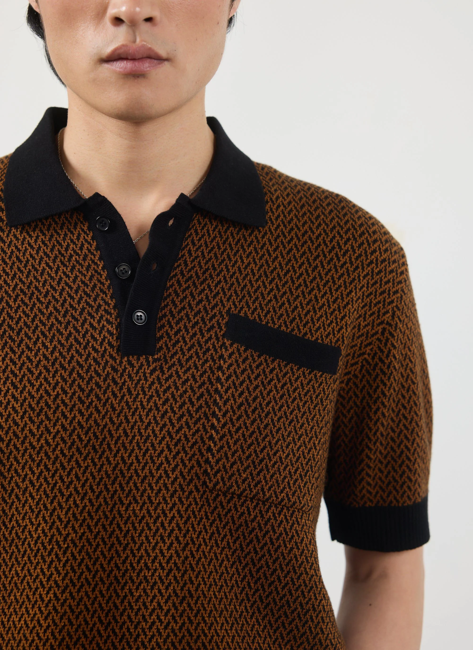Casa Martini Knitted Polo | Cotton | Espresso - Image 3