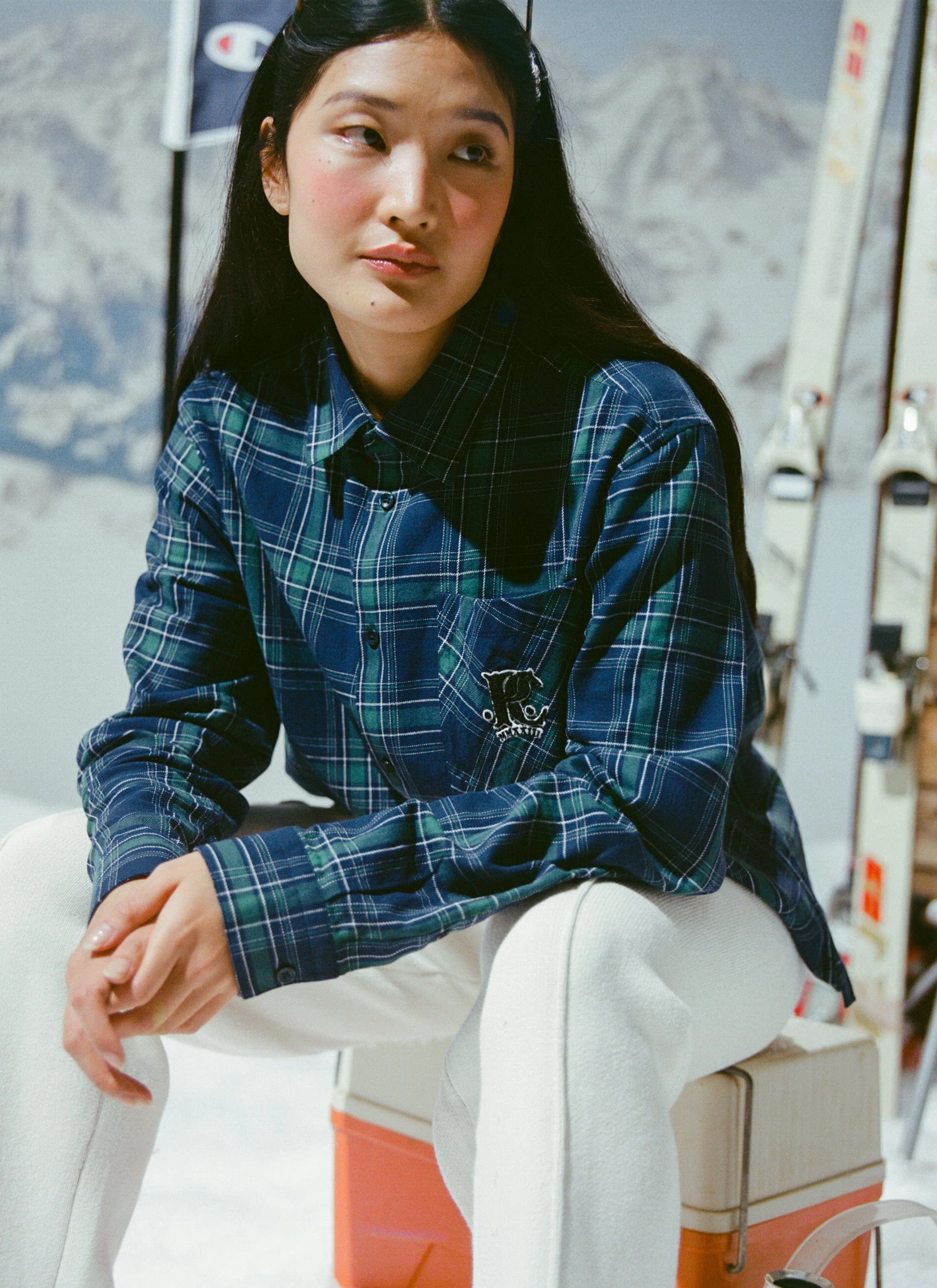 Check Boxy Long Sleeve Shirt | Champion x Percival | Multi - Image 4