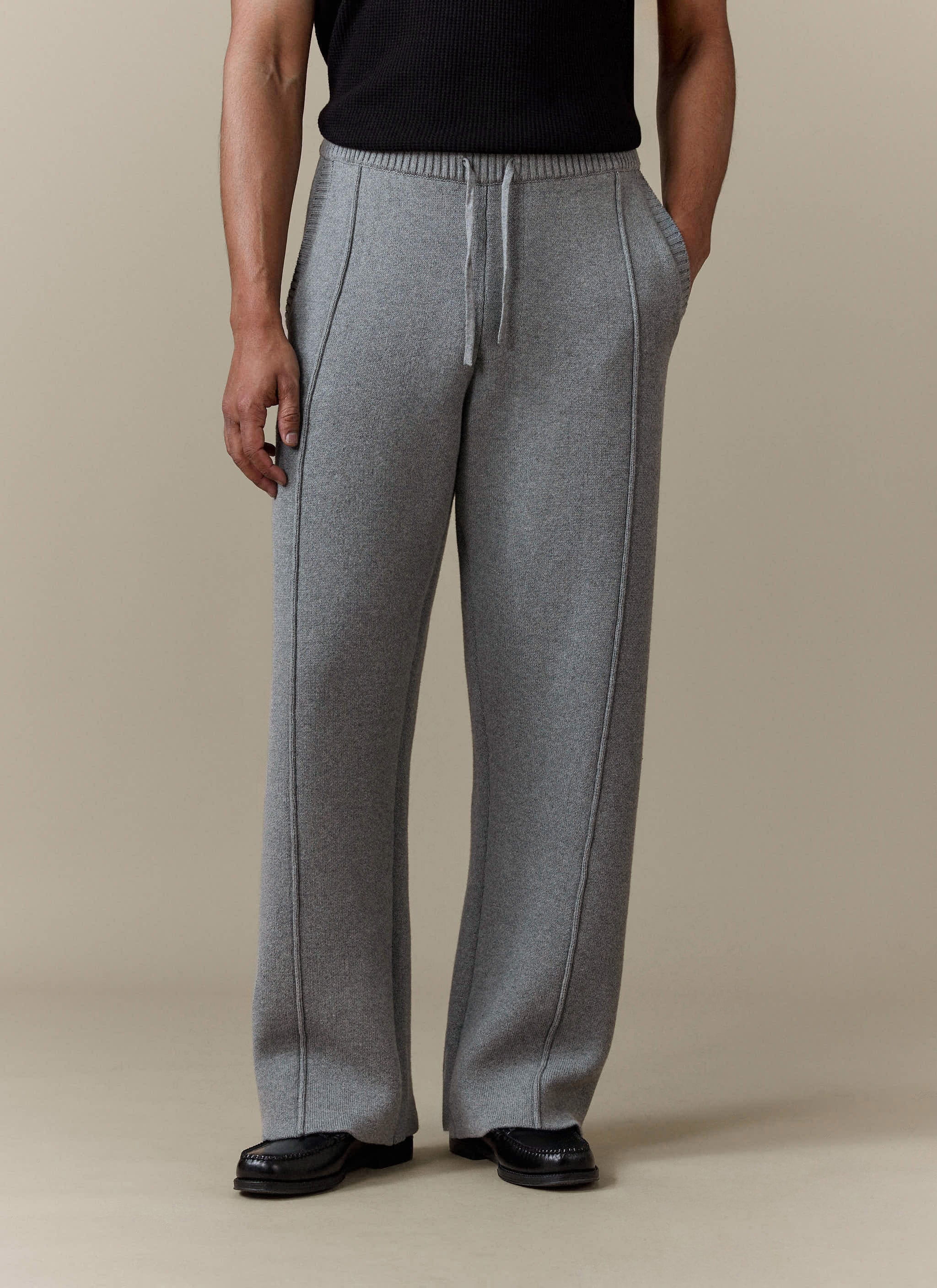 Chronicle Knitted Straight Leg Trackpant | Cotton | Grey - Image 3