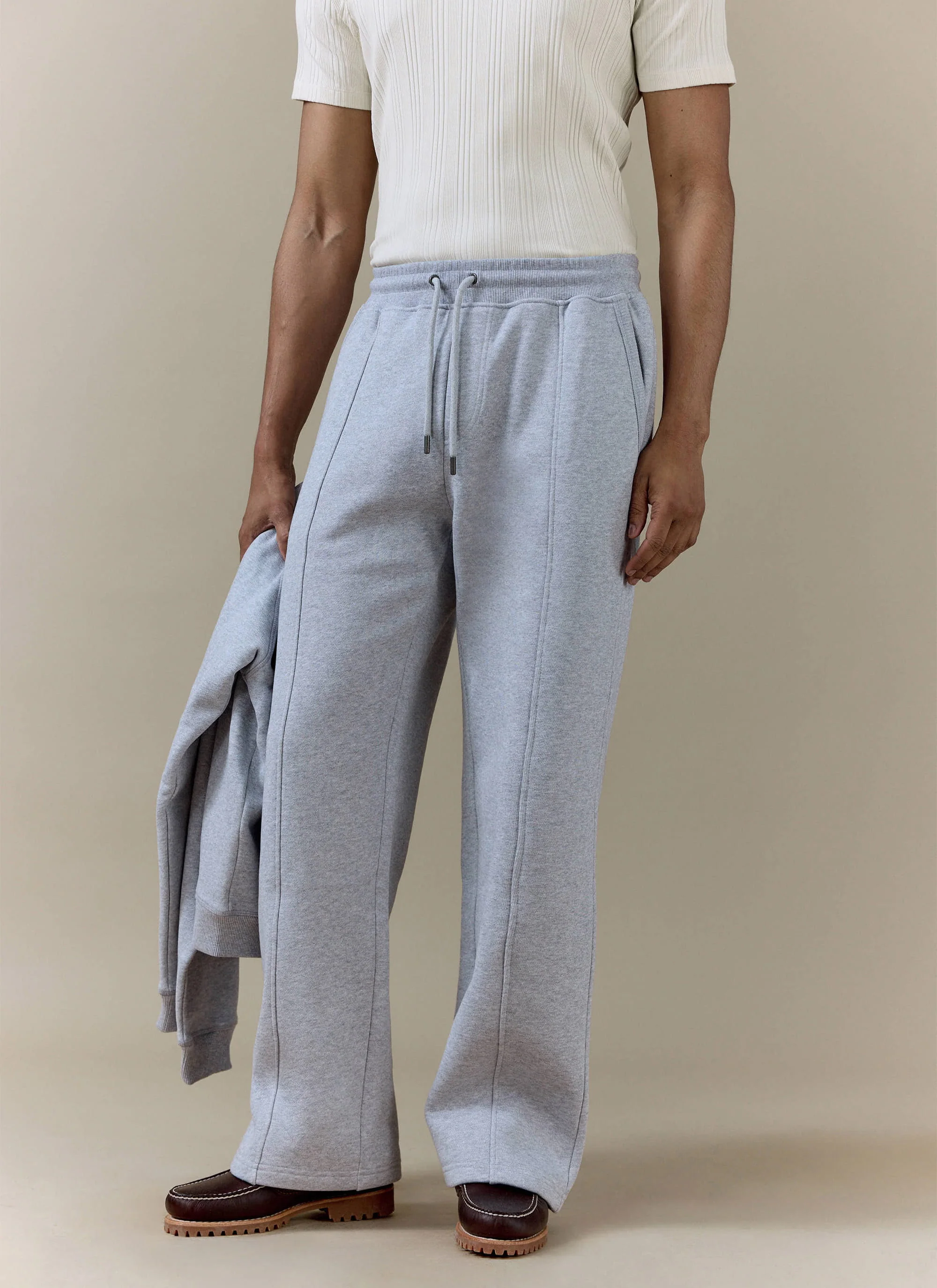 Chronicle Straight Leg Trackpants | Cotton Jersey | Grey - Image 3