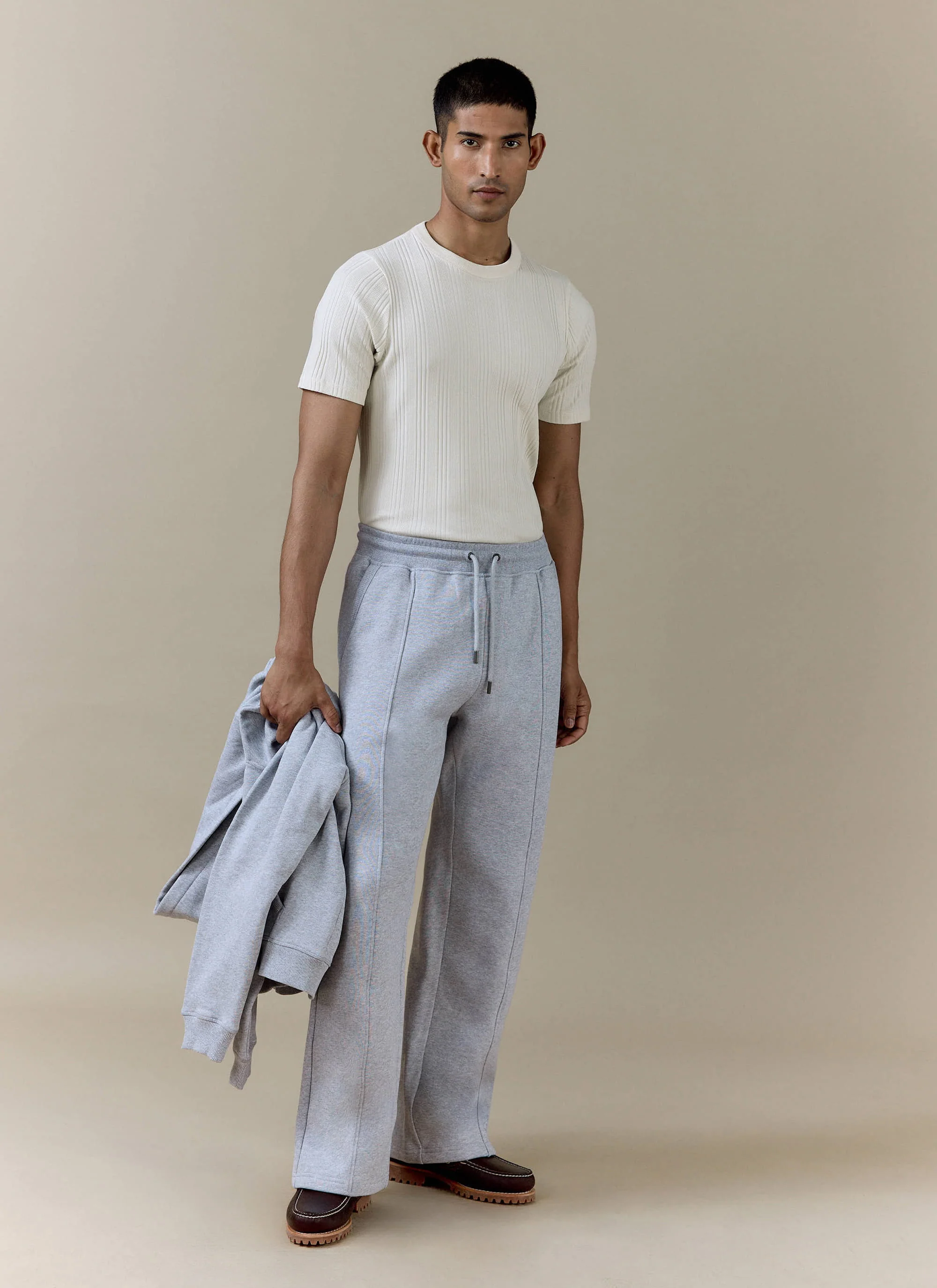 Chronicle Straight Leg Trackpants | Cotton Jersey | Grey - Image 5