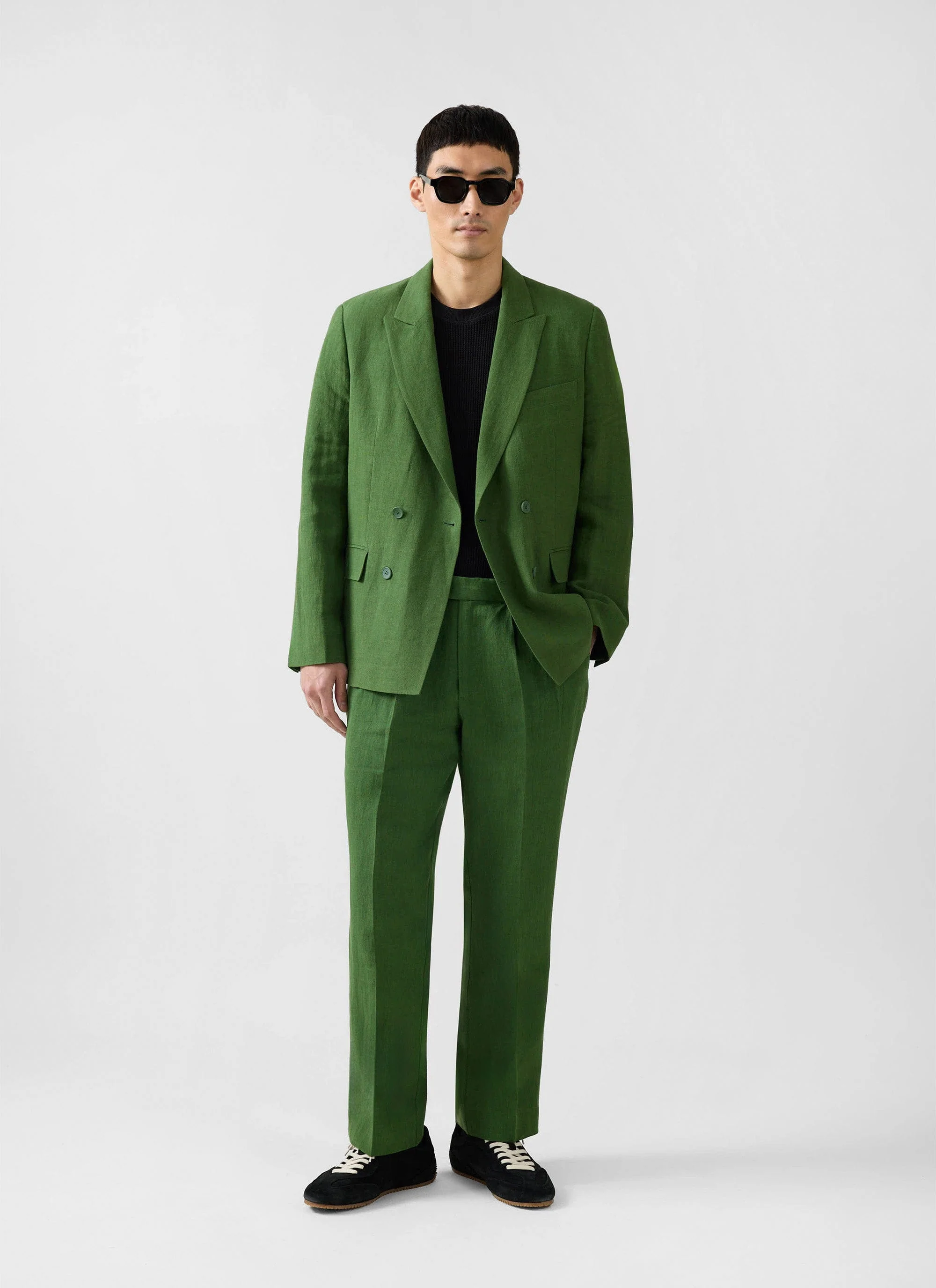 Clifton Double Breasted Blazer | Linen | Forest - Image 7