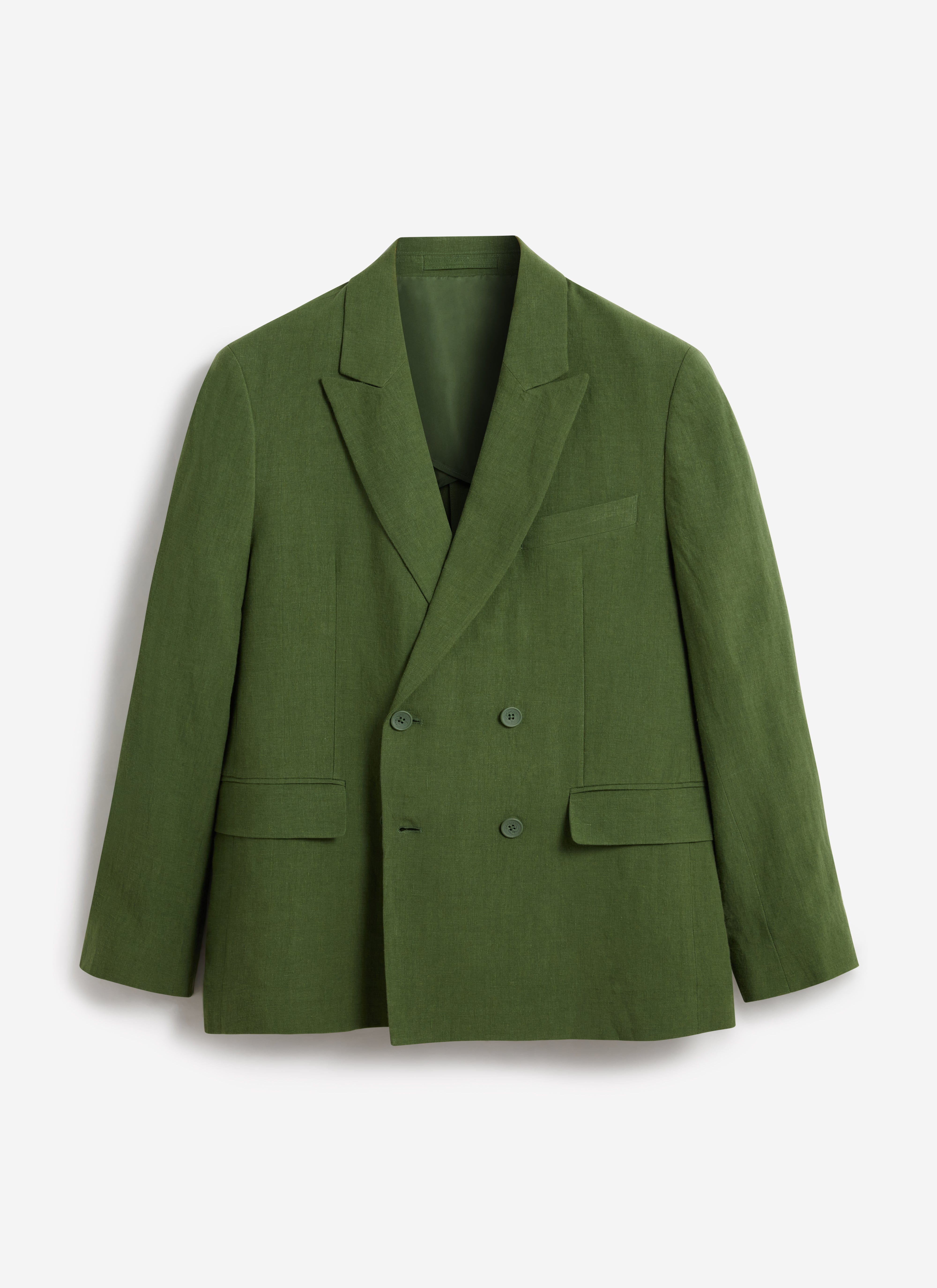 Clifton Double Breasted Blazer | Linen | Forest - Image 8
