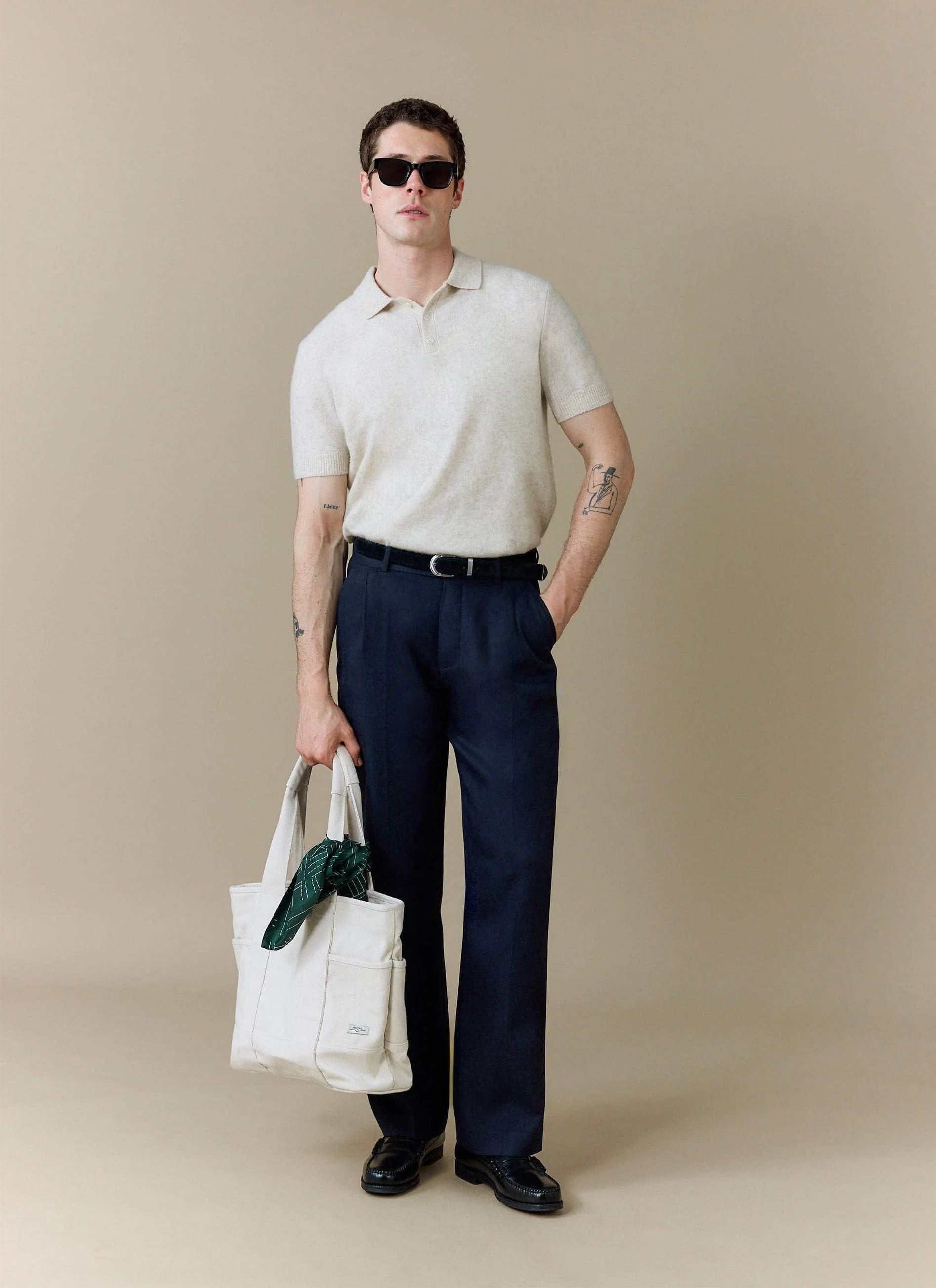 Collins Knitted Polo | Yak | Cream - Image 3