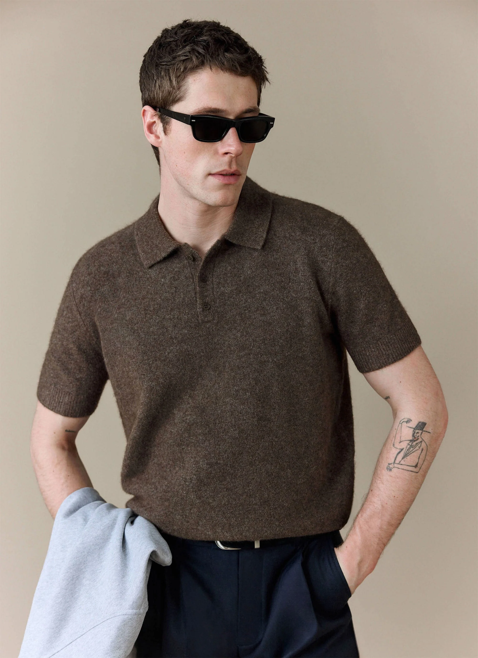 Collins Knitted Polo | Yak | Espresso