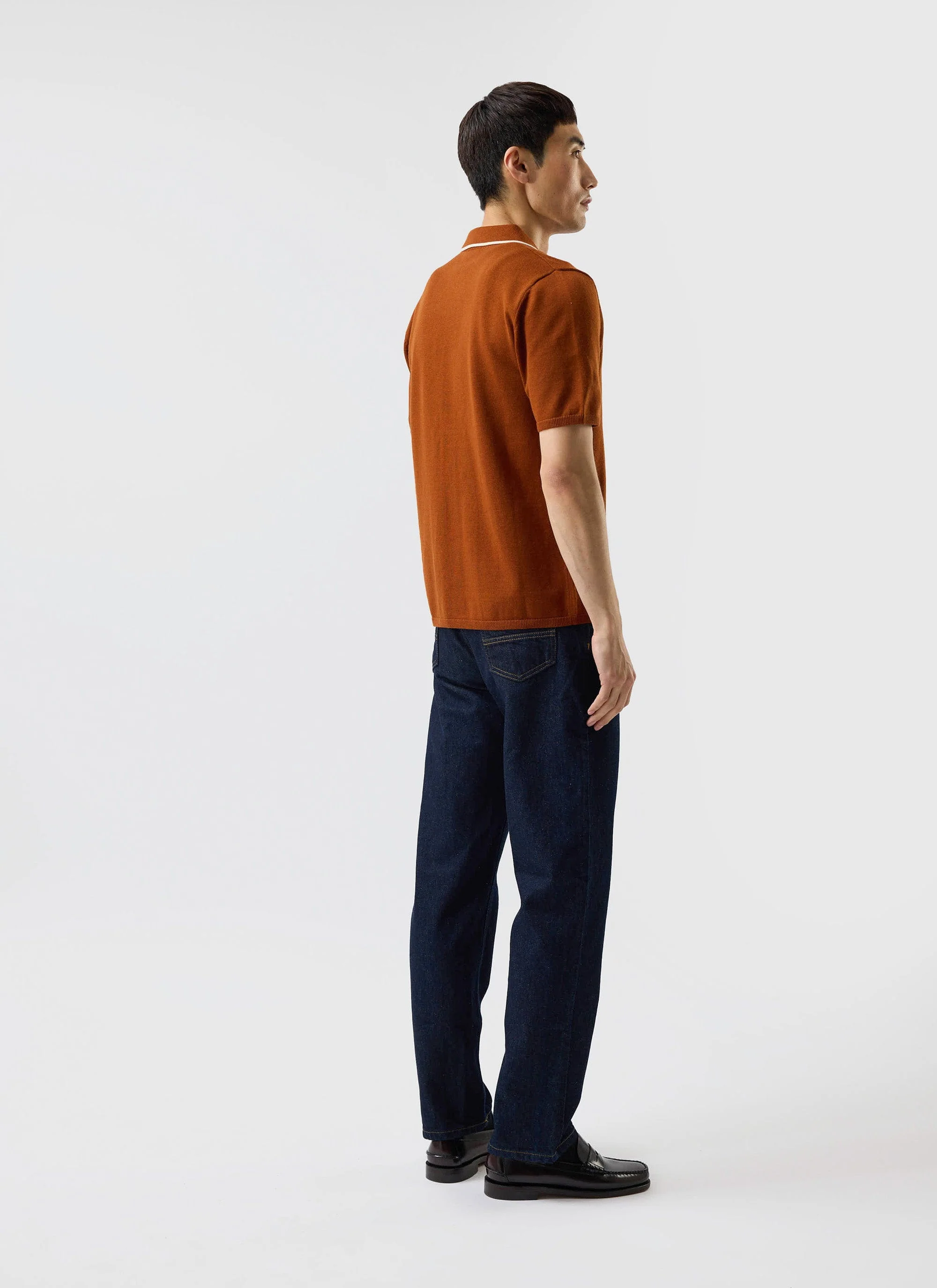 Contrast Trim Shirt | Wool | Rust - Image 6