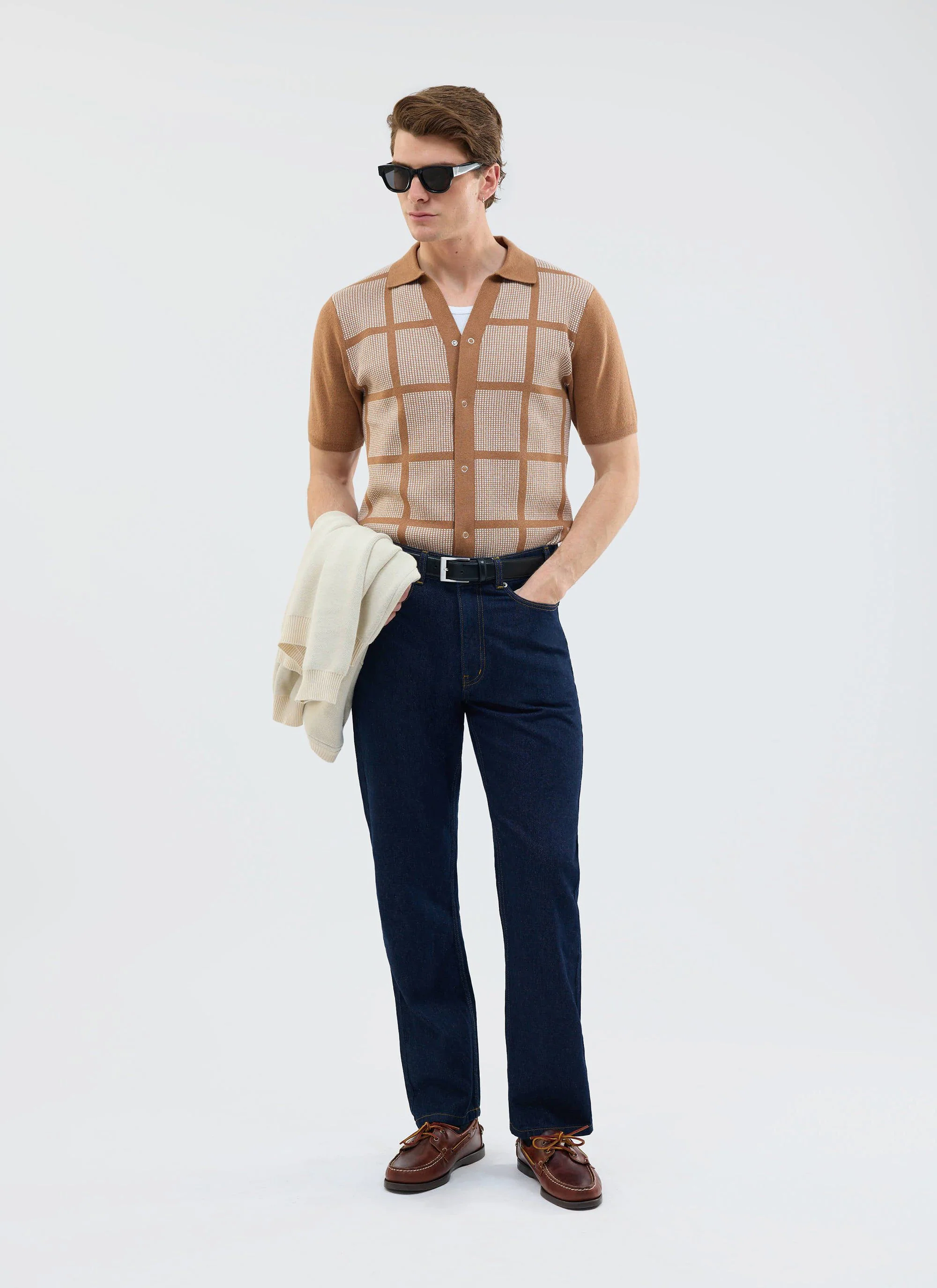 Costa Knitted Shirt | Cotton | Tobacco - Image 3