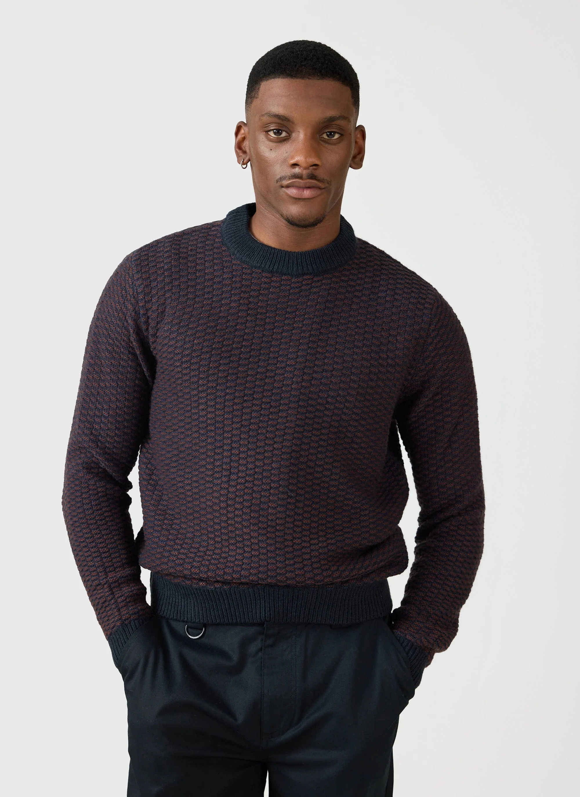 Charlestown Knitted Jumper | Navy Burgundy