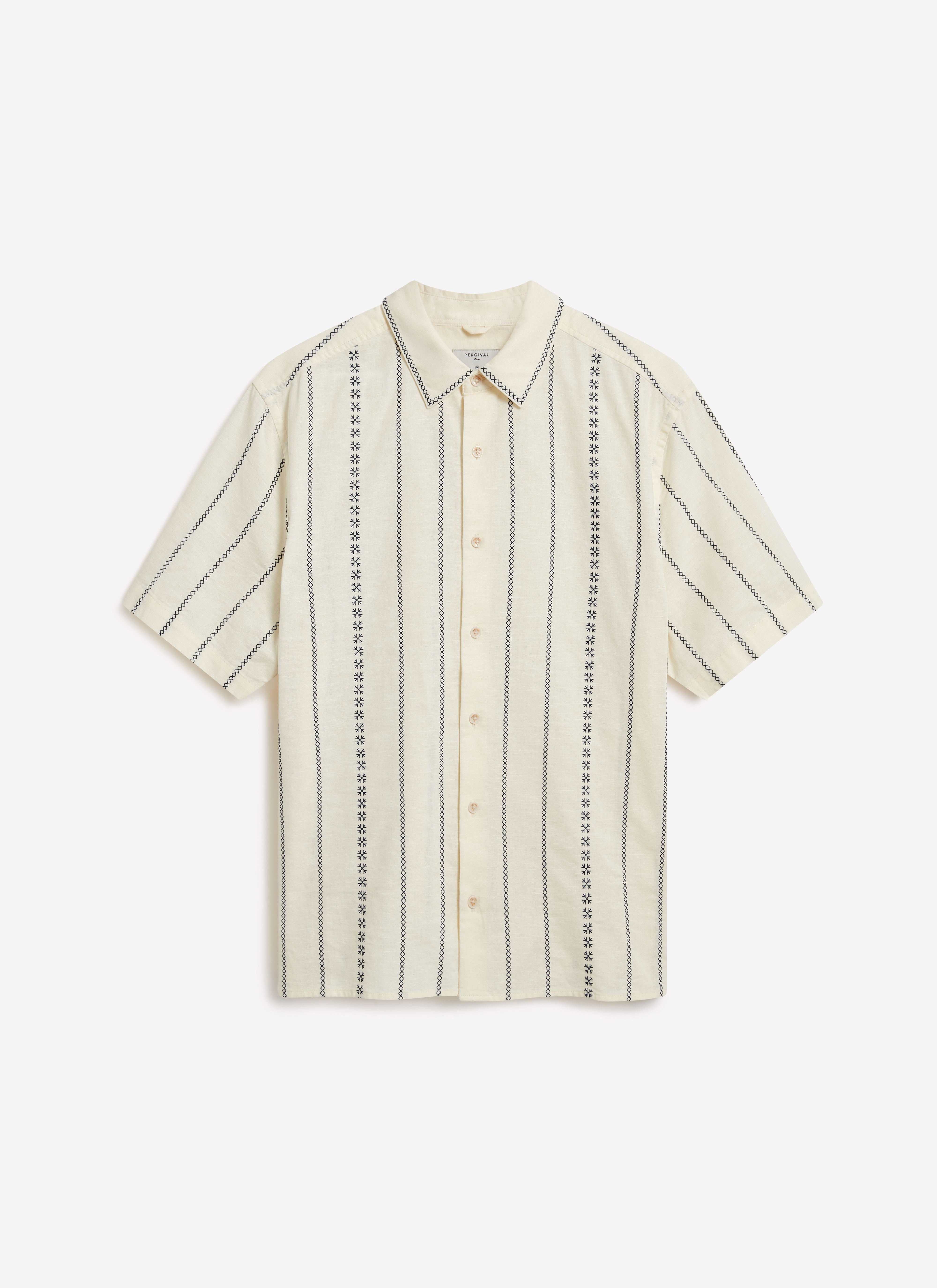 Cross Stitch Boxy Clerk Shirt | Cream - Image 11
