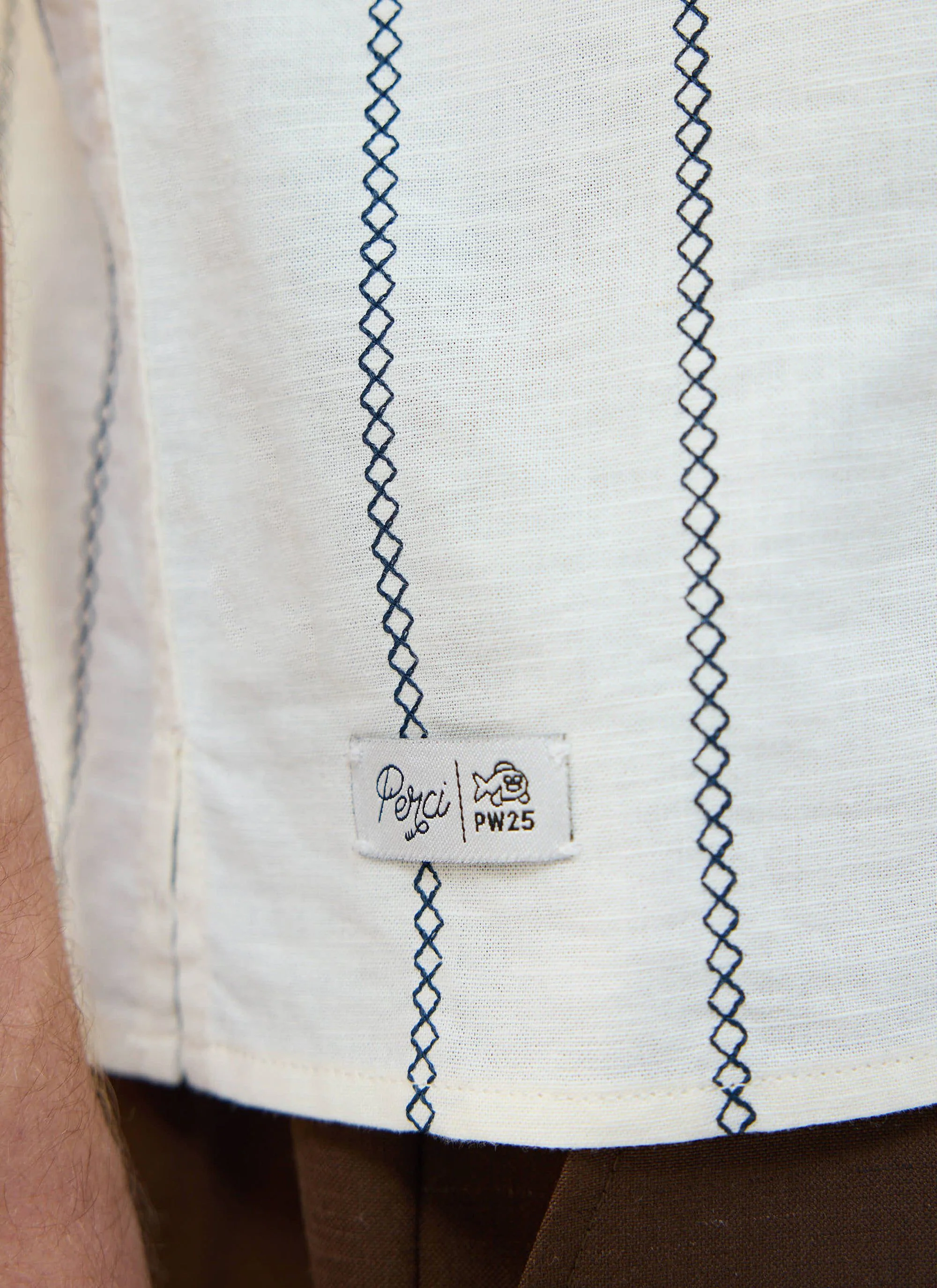 Cross Stitch Boxy Clerk Shirt | Cream - Image 5