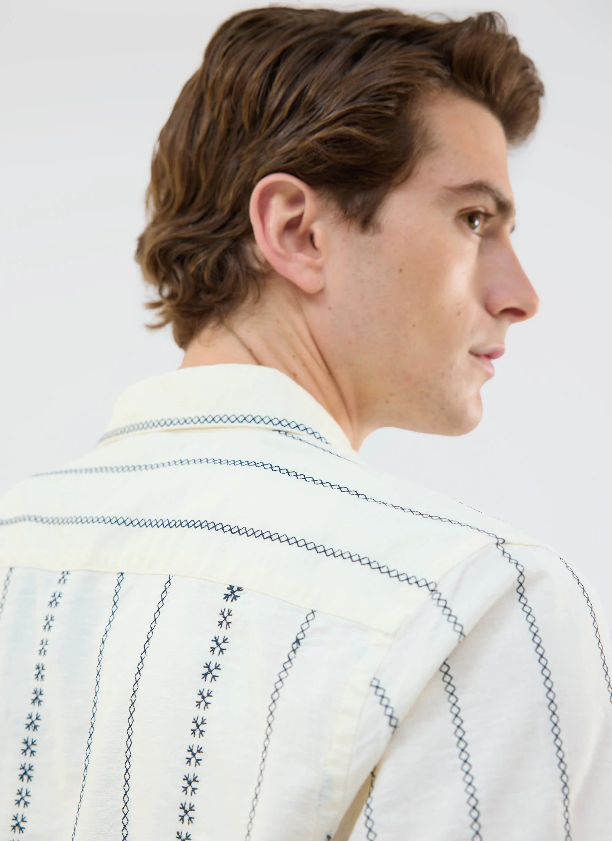 Cross Stitch Boxy Clerk Shirt | Cream - Image 6