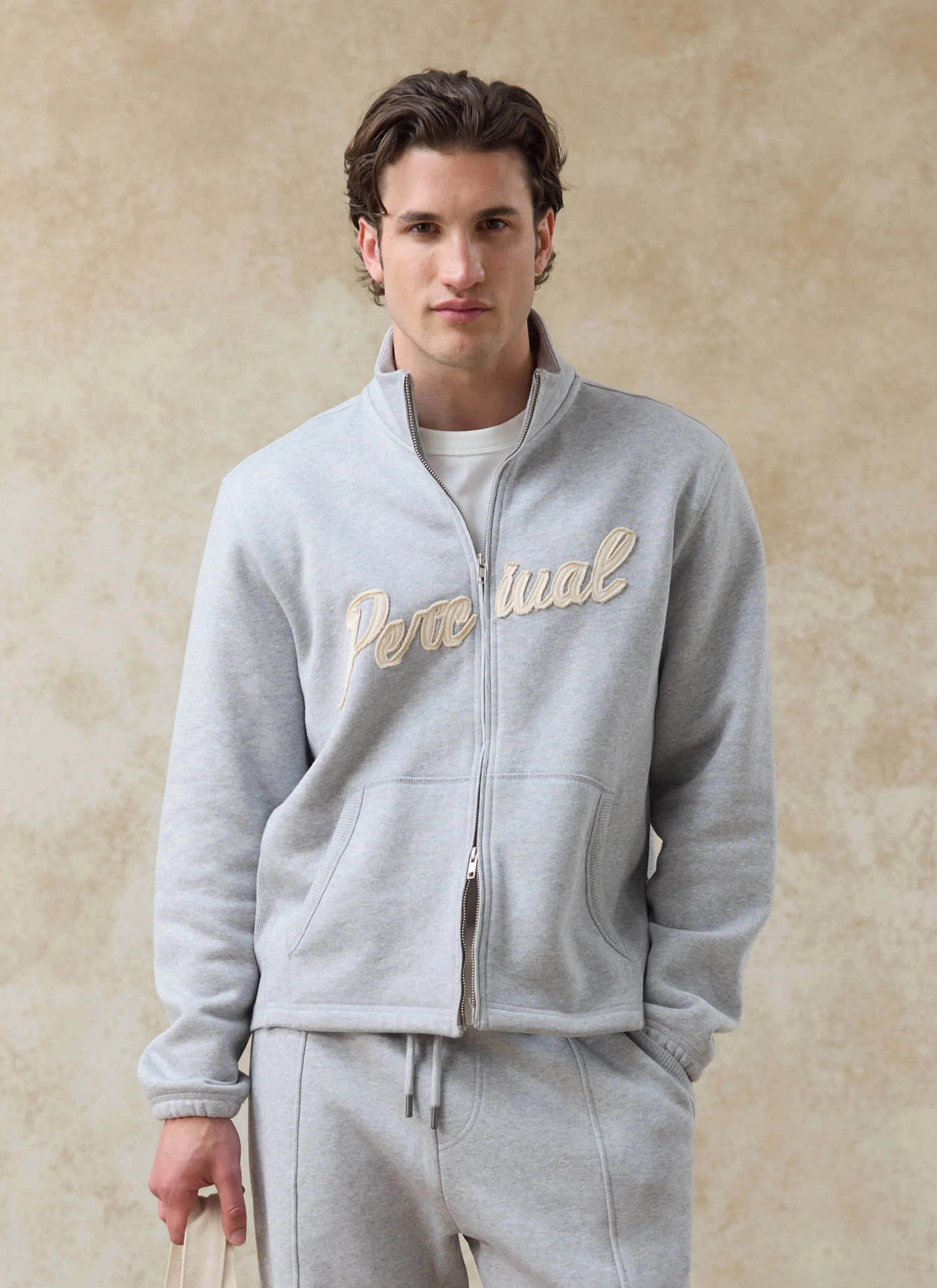 Curtis Boxy Zip Funnel Neck Sweatshirt | Cotton | Athletic Grey