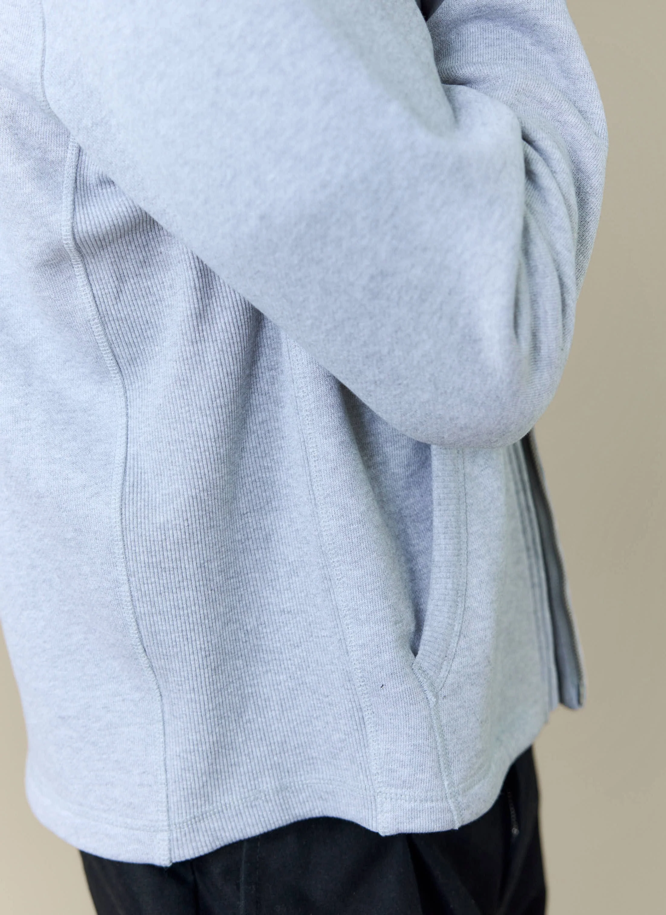 Curtis Boxy Zip Funnel Neck Sweatshirt | Cotton | Athletic Grey - Image 11
