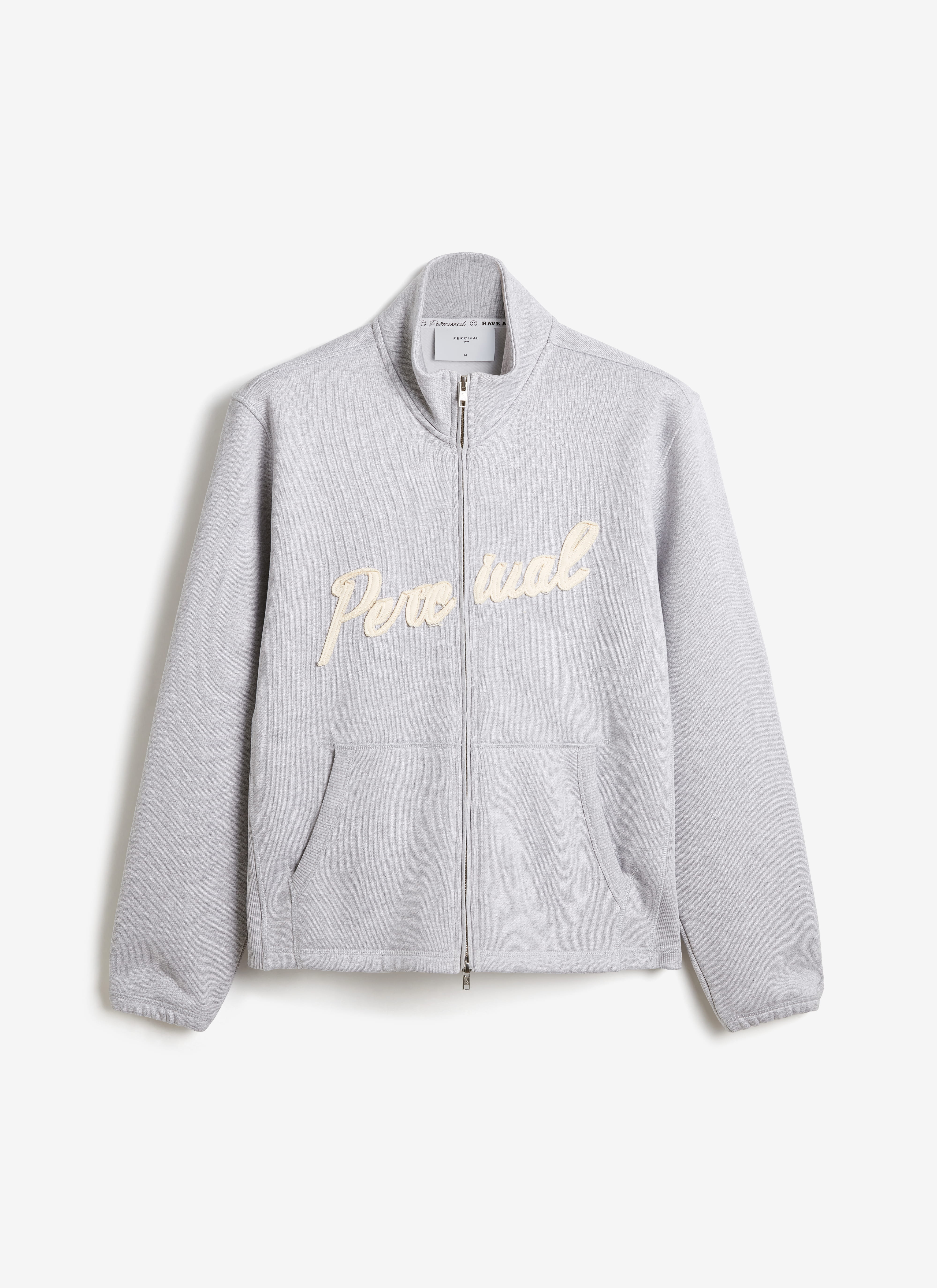 Curtis Boxy Zip Funnel Neck Sweatshirt | Cotton | Athletic Grey - Image 12