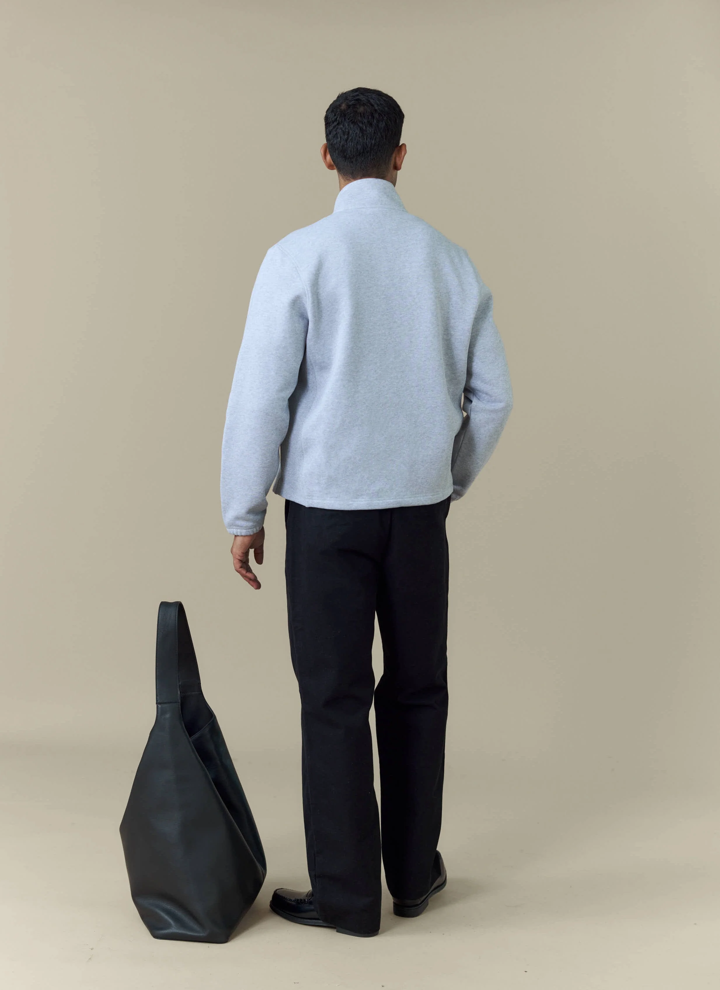 Curtis Boxy Zip Funnel Neck Sweatshirt | Cotton | Athletic Grey - Image 7