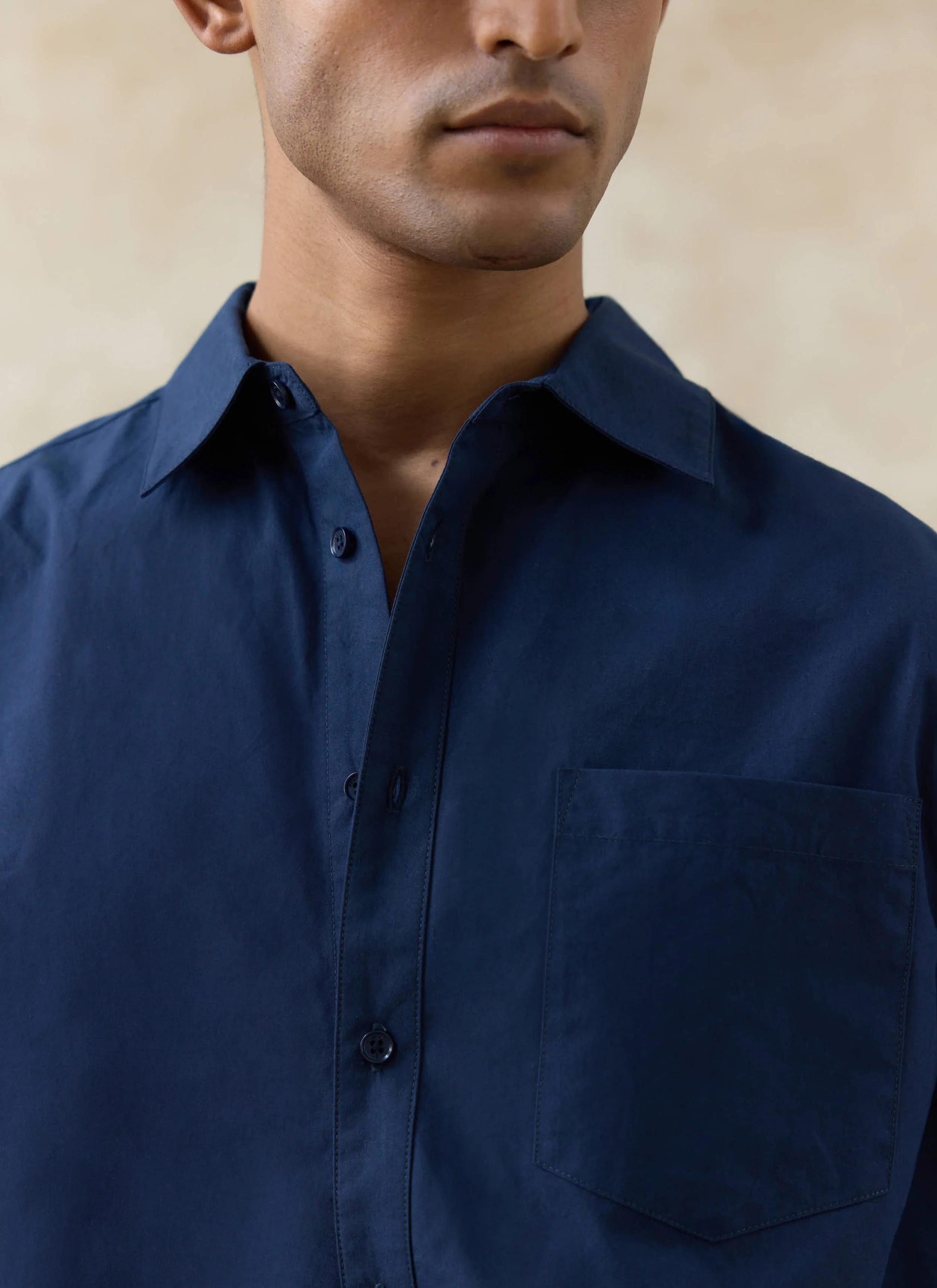 Dali Relaxed Poplin Shirt | Cotton | Navy - Image 3