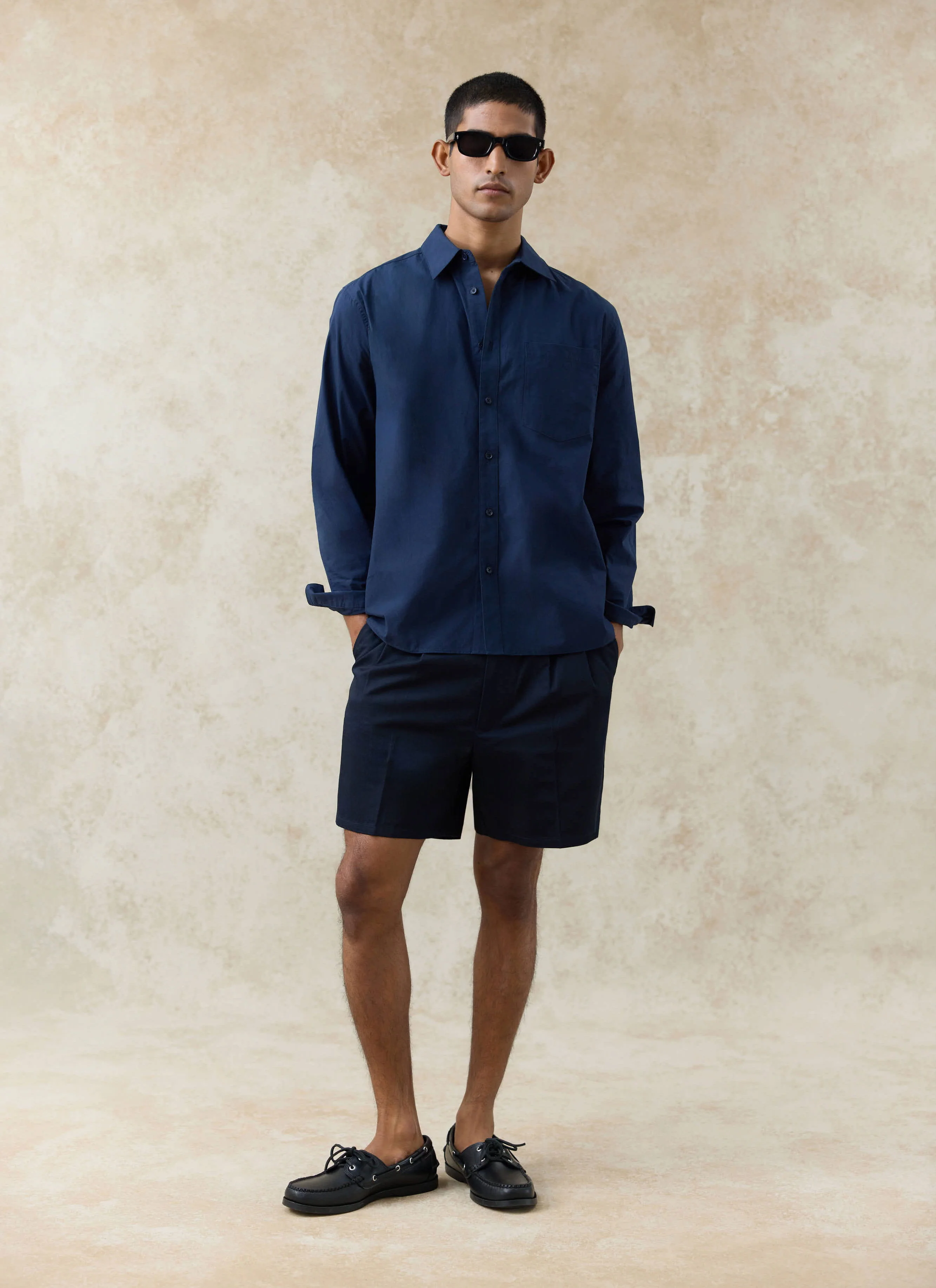 Dali Relaxed Poplin Shirt | Cotton | Navy - Image 5