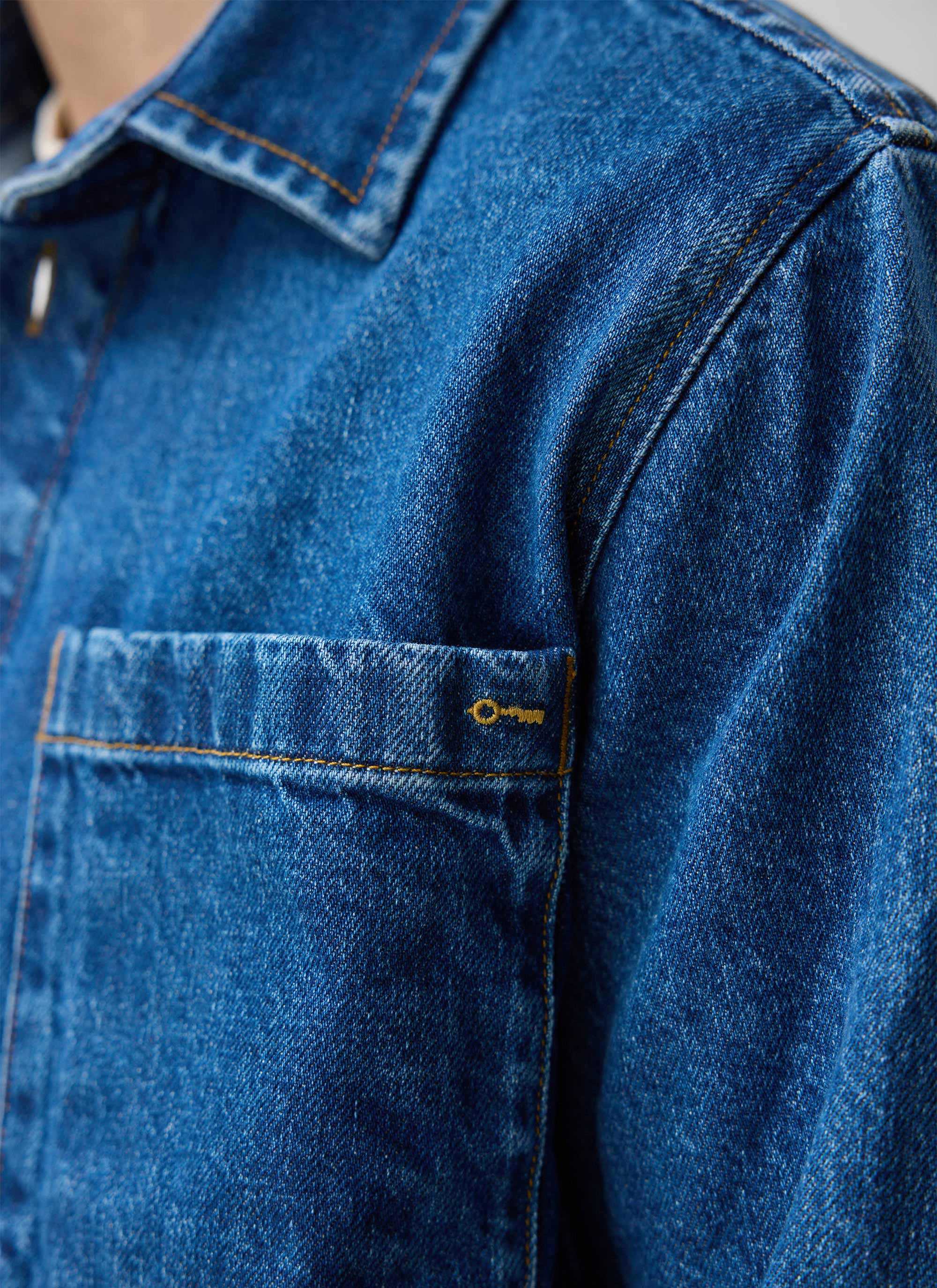 Denim Heavyweight Overshirt | Cotton | Mid Wash Blue - Image 3