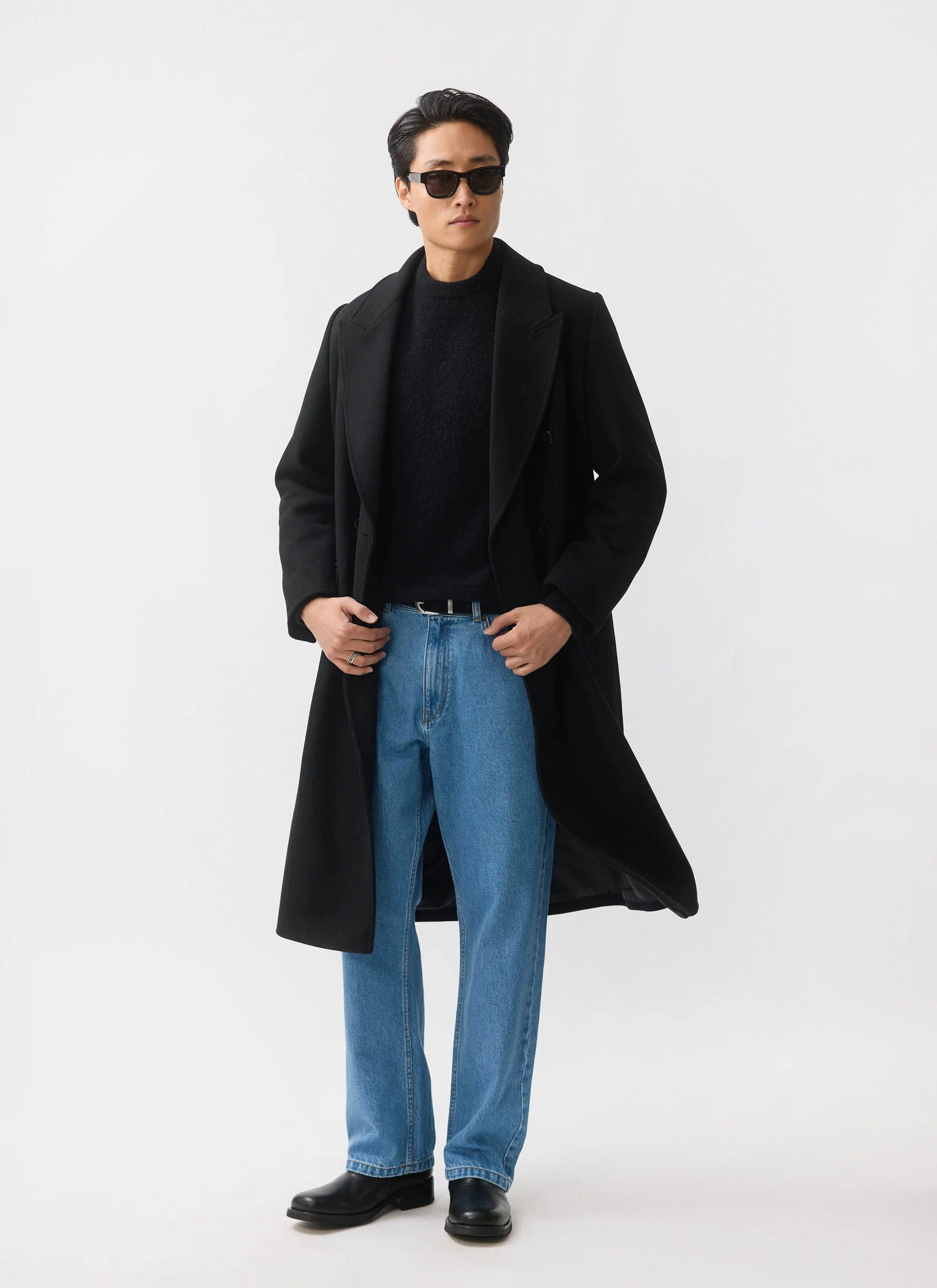 Double Breasted Overcoat | Wool | Black - Image 11
