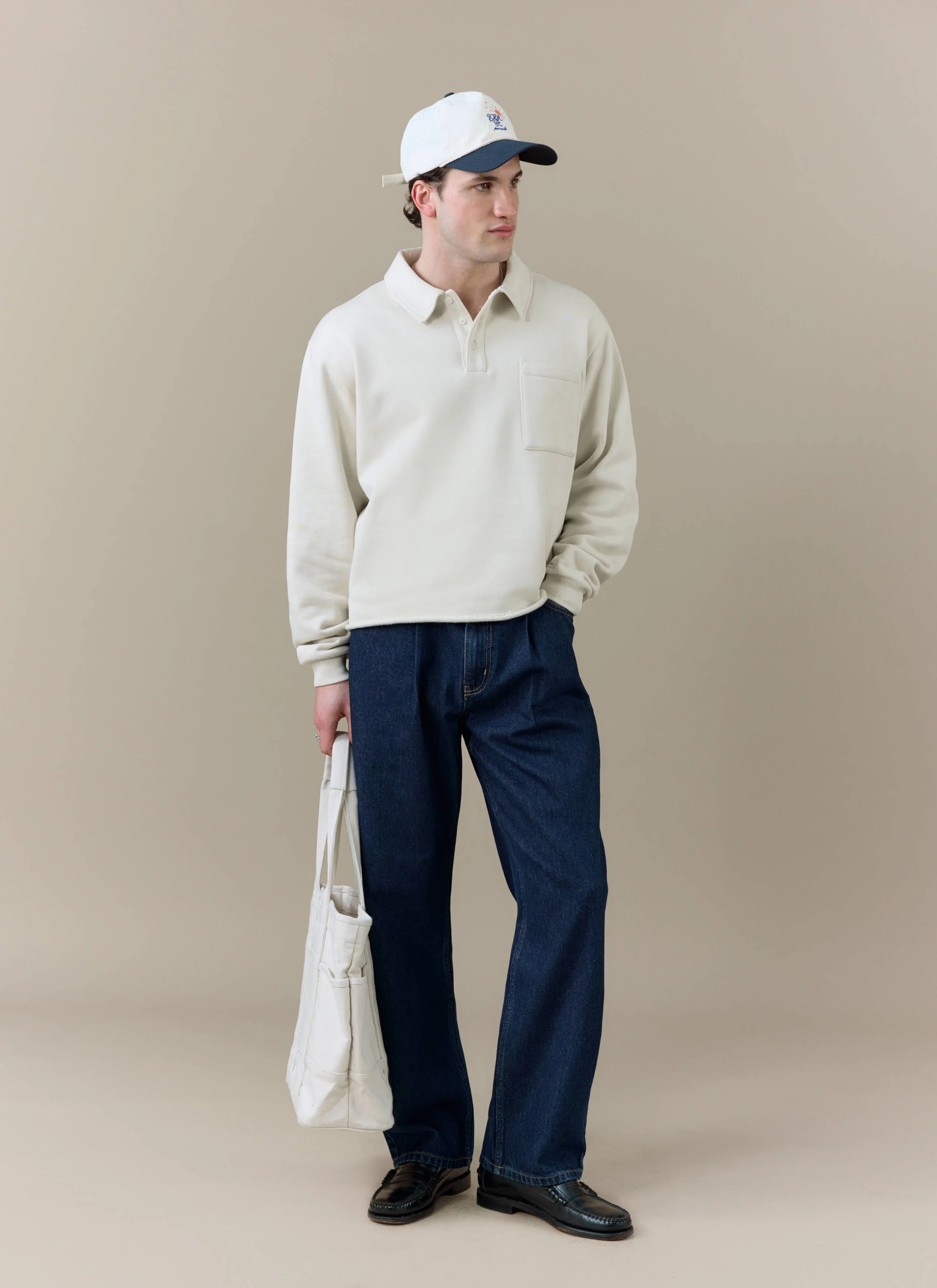 Dudley Boxy Sweatshirt | Cotton | Cream - Image 2