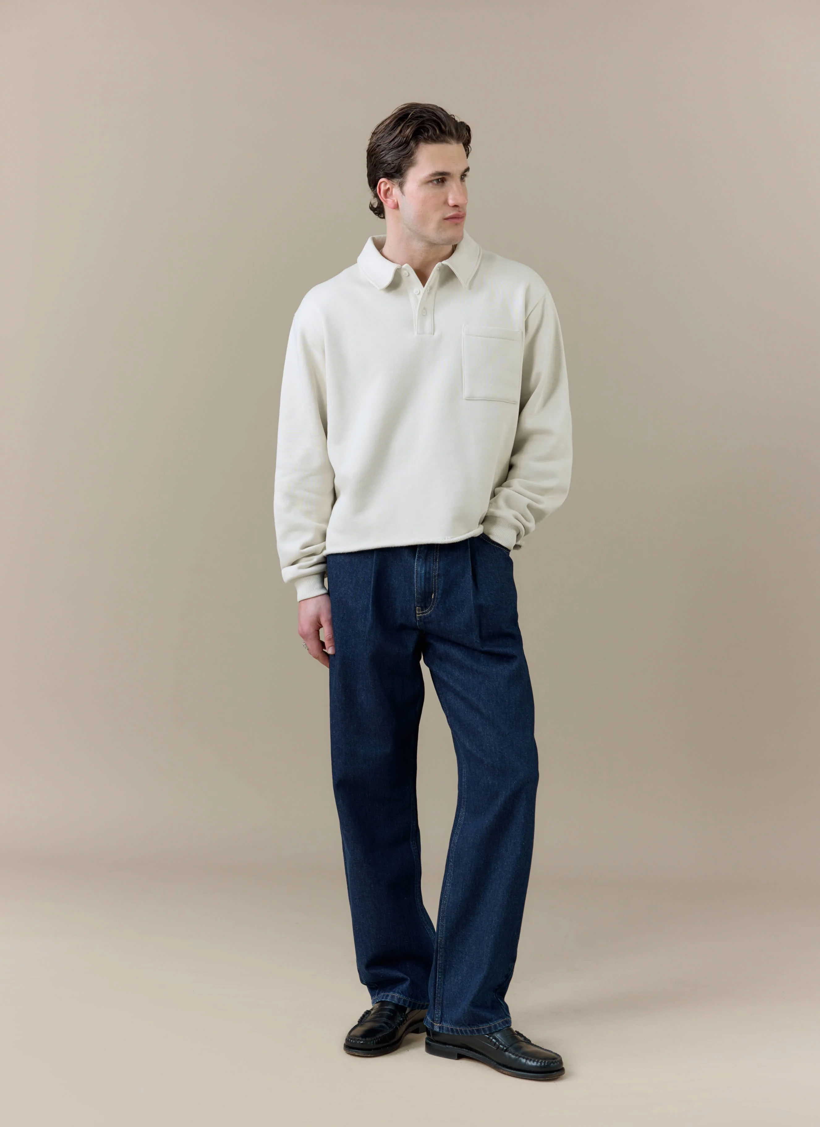Dudley Boxy Sweatshirt | Cotton | Cream - Image 3
