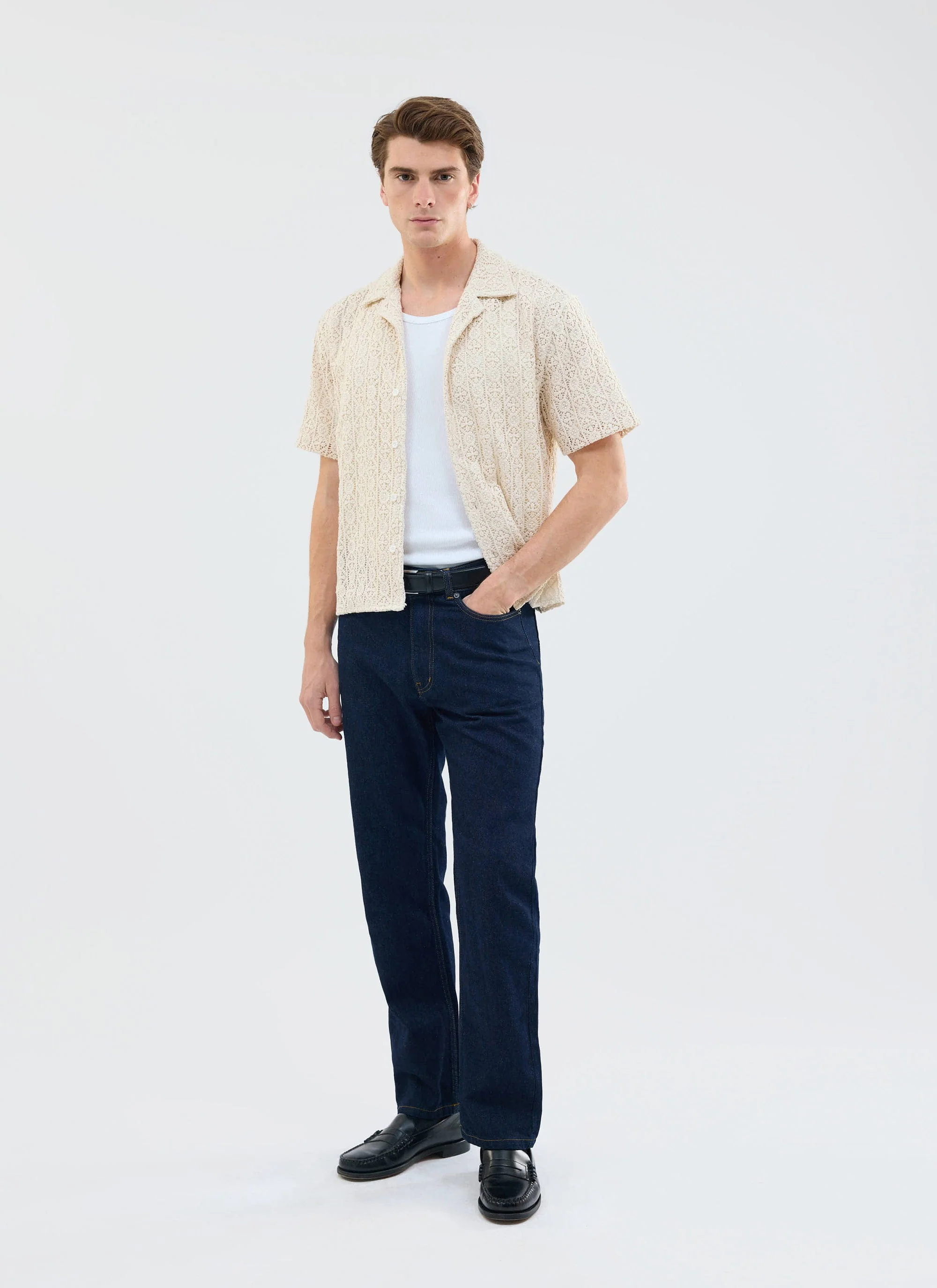 Elio Crochet Cuban Shirt | Cream - Image 6
