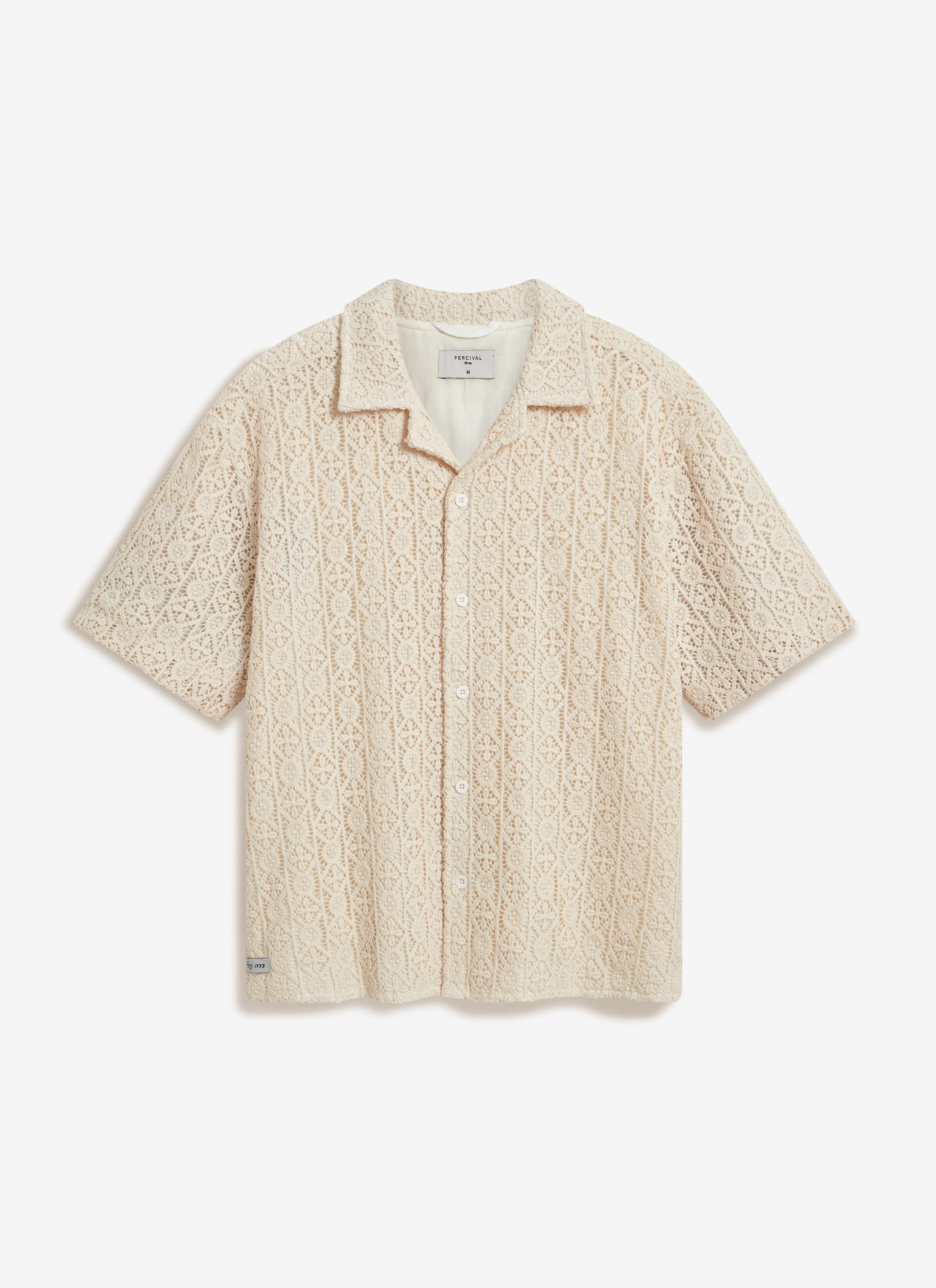 Elio Crochet Cuban Shirt | Cream - Image 9
