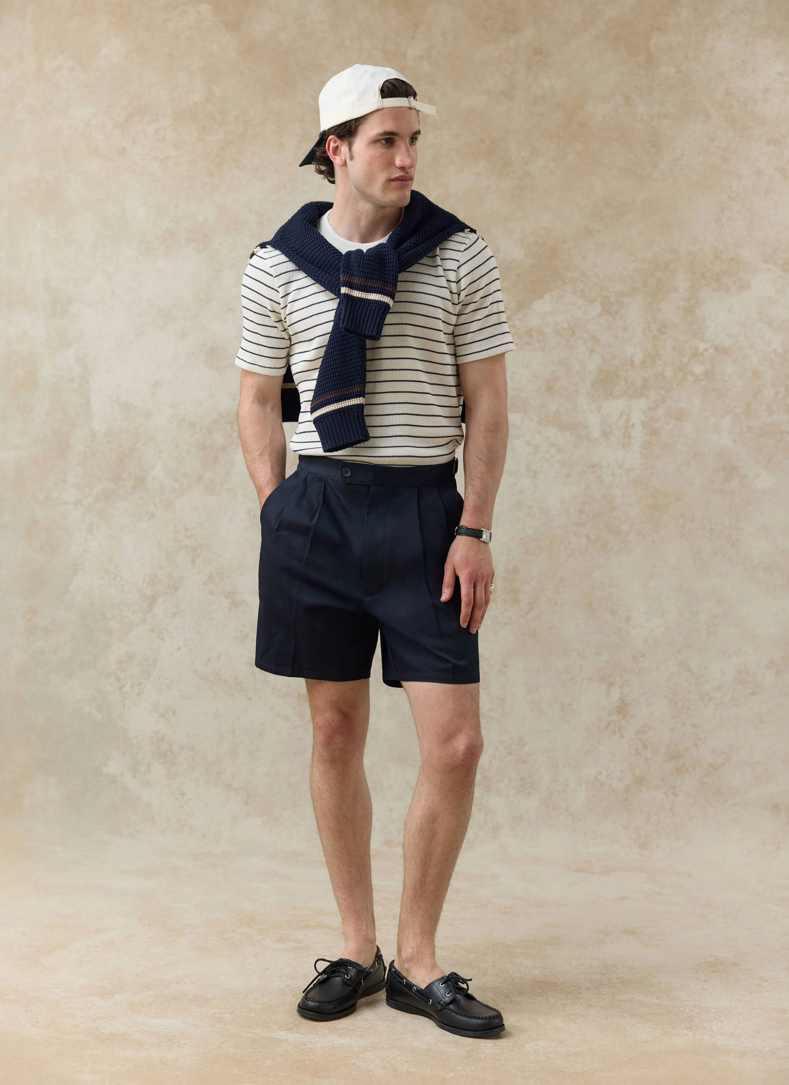 Ernie Waffle T Shirt | Organic Cotton | Cream Stripe - Image 6