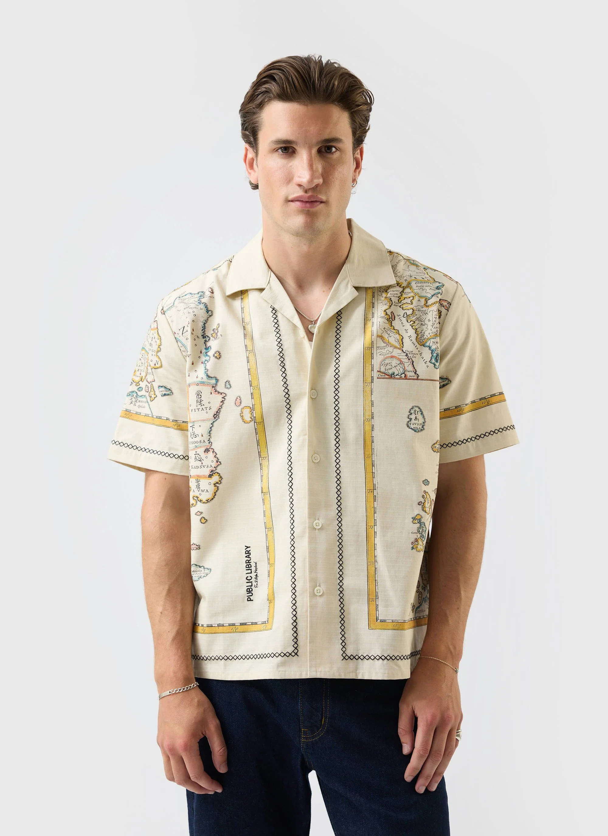 Ex Libris Cuban Shirt | Cotton Ripstop | Cream - Image 6