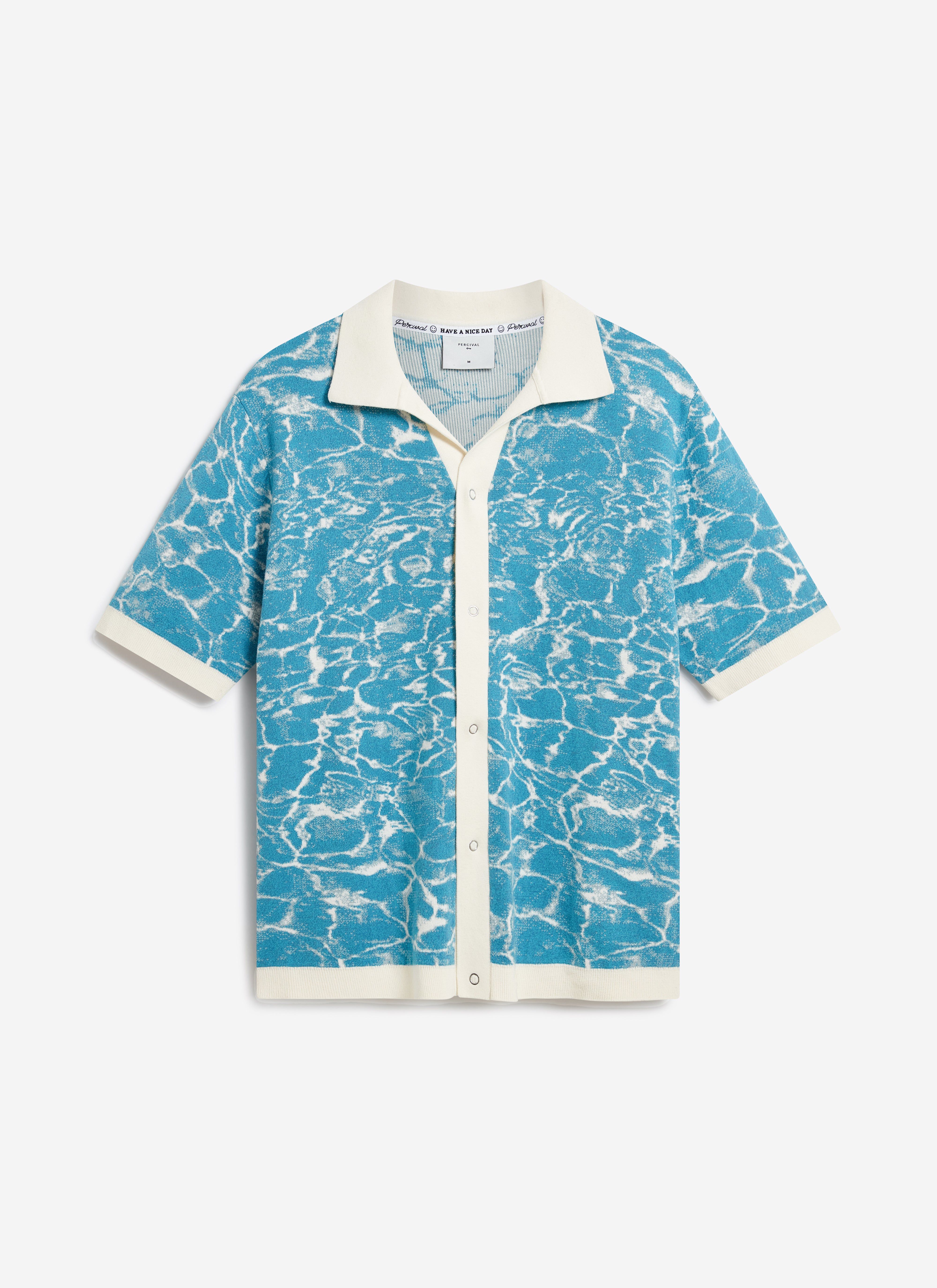 Farraris Negroni Knitted Shirt | Cotton | Blue with White - Image 7