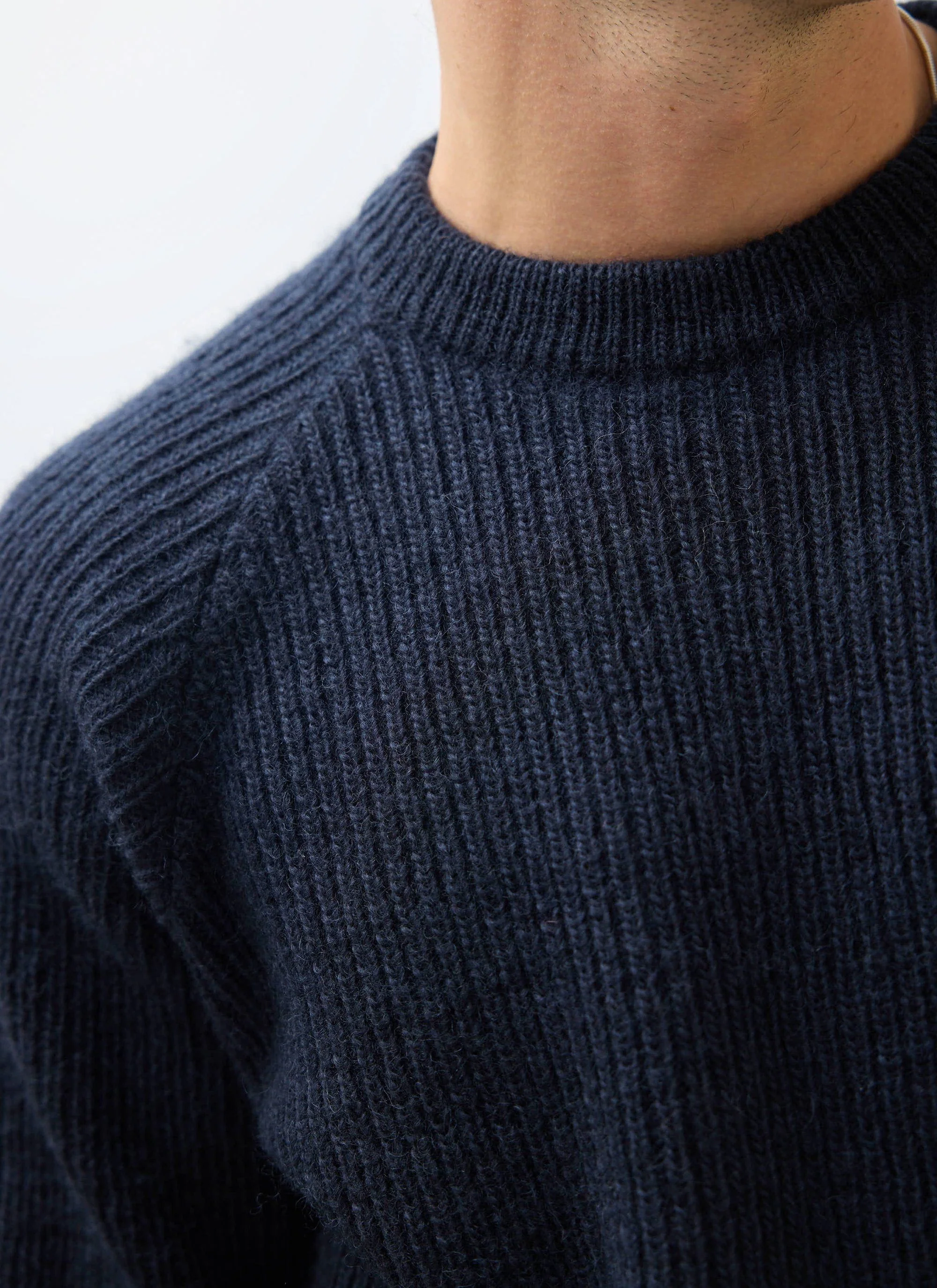 Fisherman Raglan Jumper | Wool | Navy - Image 4