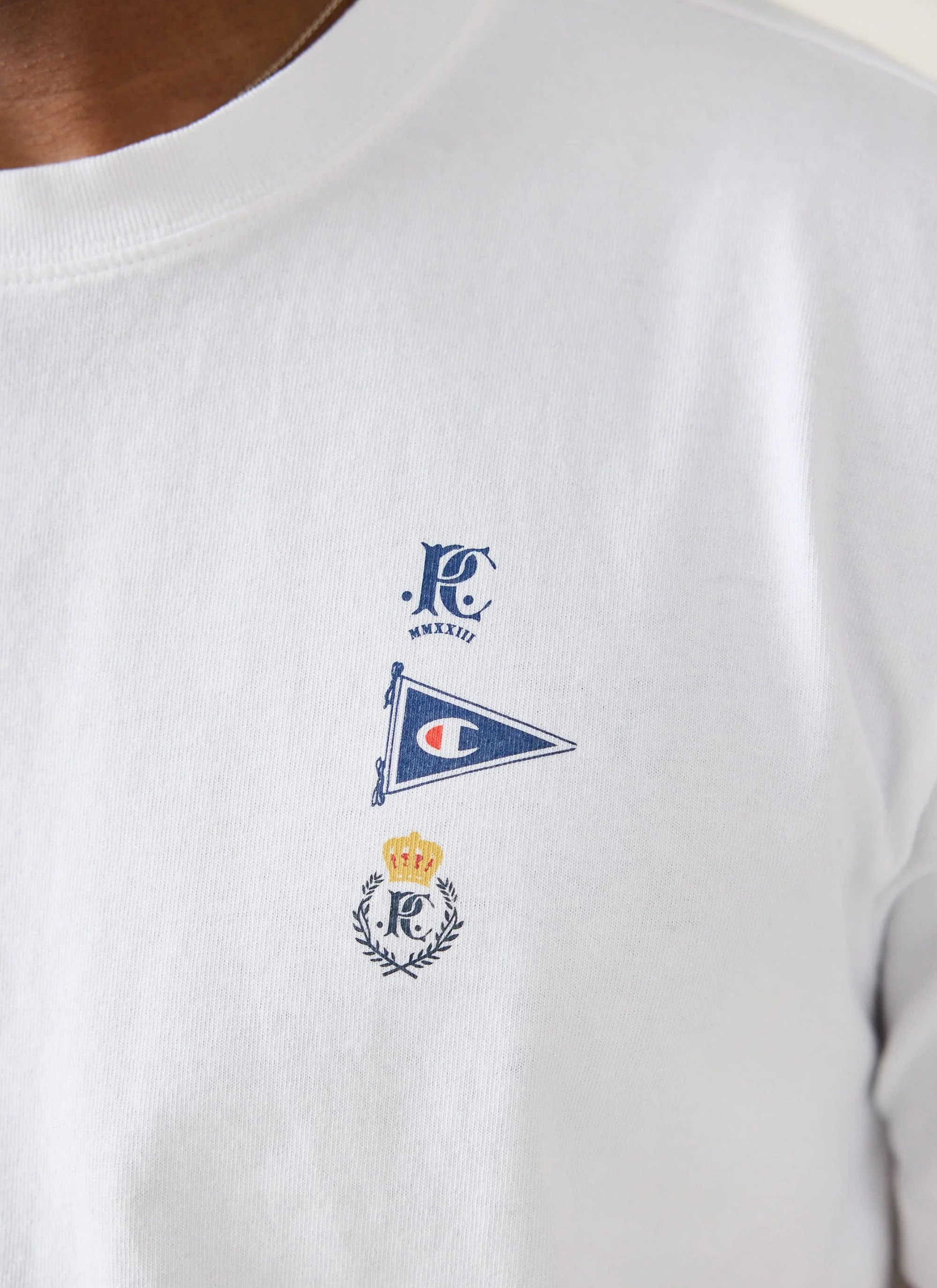 Flag Raw Hem T Shirt | Champion x Percival | White - Image 3
