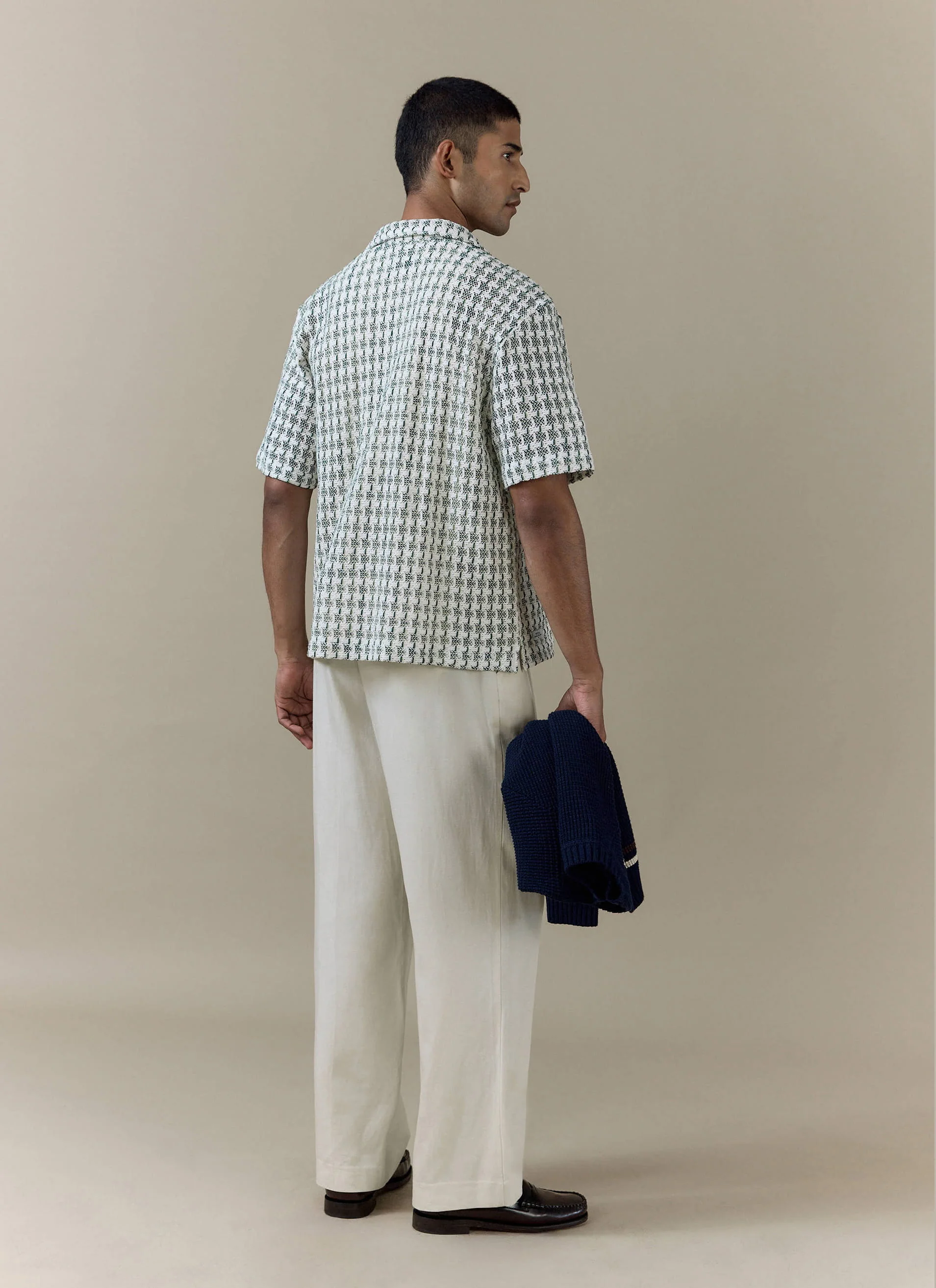 Freddie Crochet Boxy Shirt | Cotton | Green - Image 3