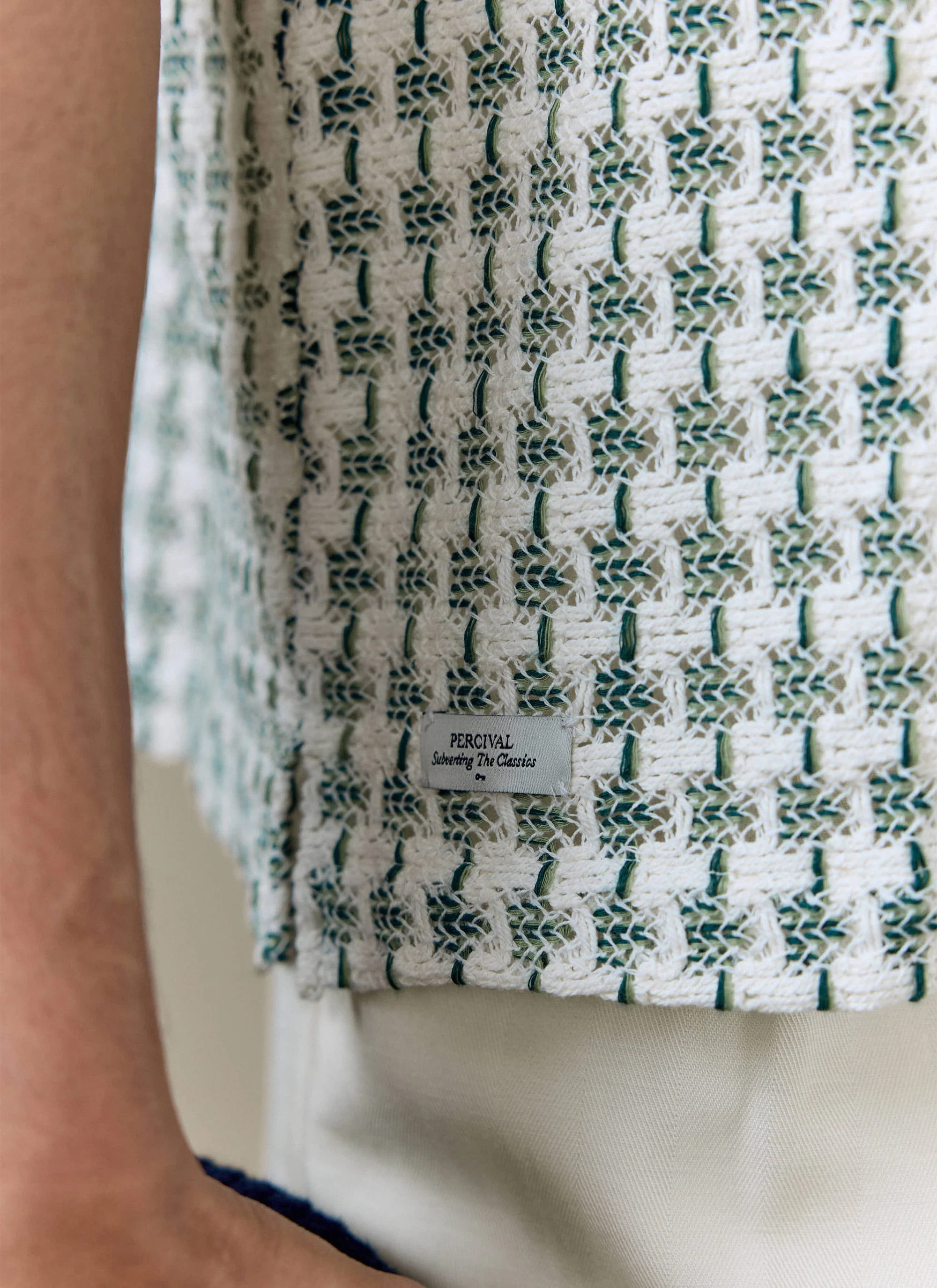 Freddie Crochet Boxy Shirt | Cotton | Green - Image 7