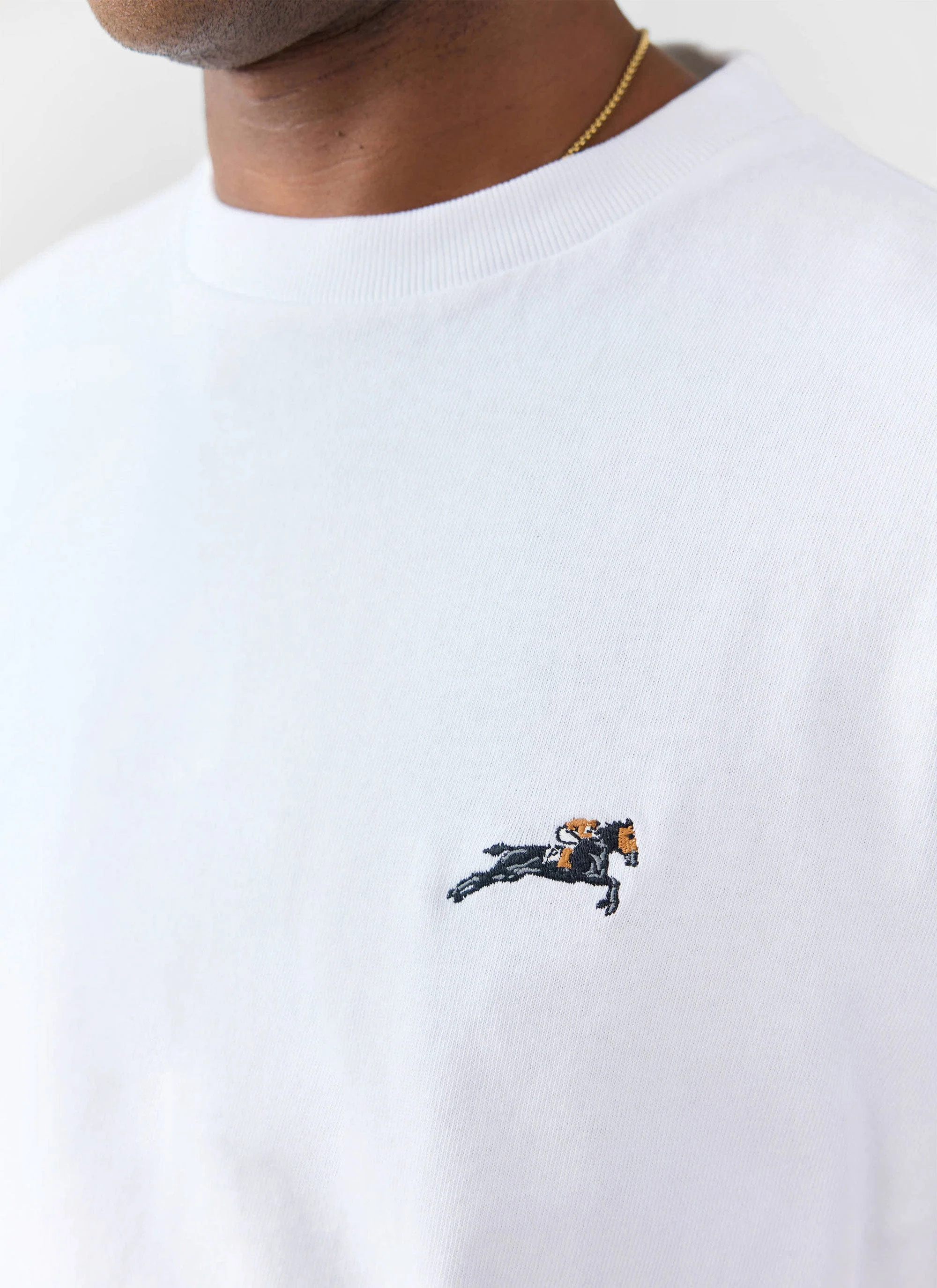 Galloping Horse Embroidered T Shirt | Organic Cotton | White