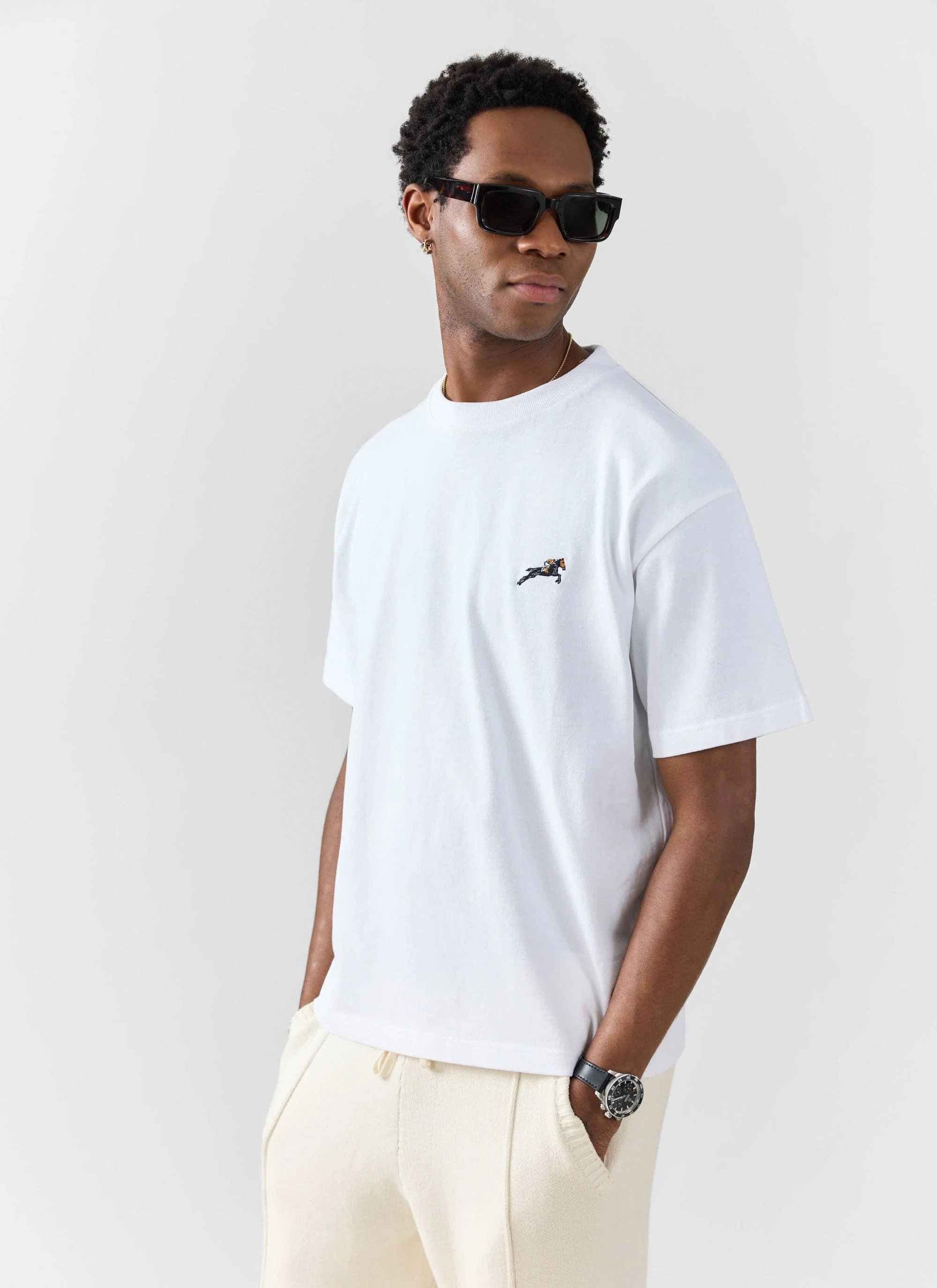 Galloping Horse Embroidered T Shirt | Organic Cotton | White - Image 5