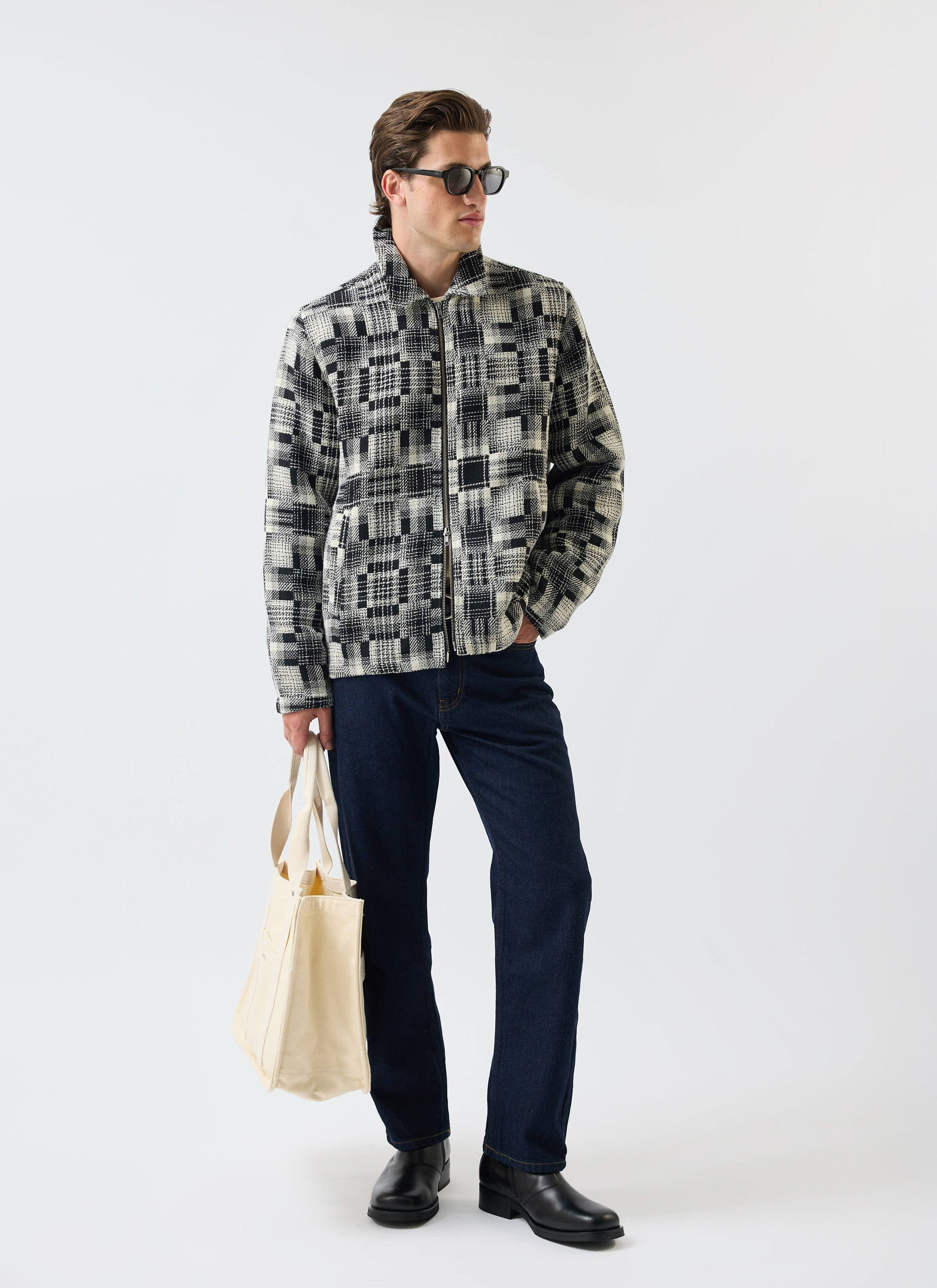 Men's Glossary Patchwork Jacket | Twill | Grey - Image 3