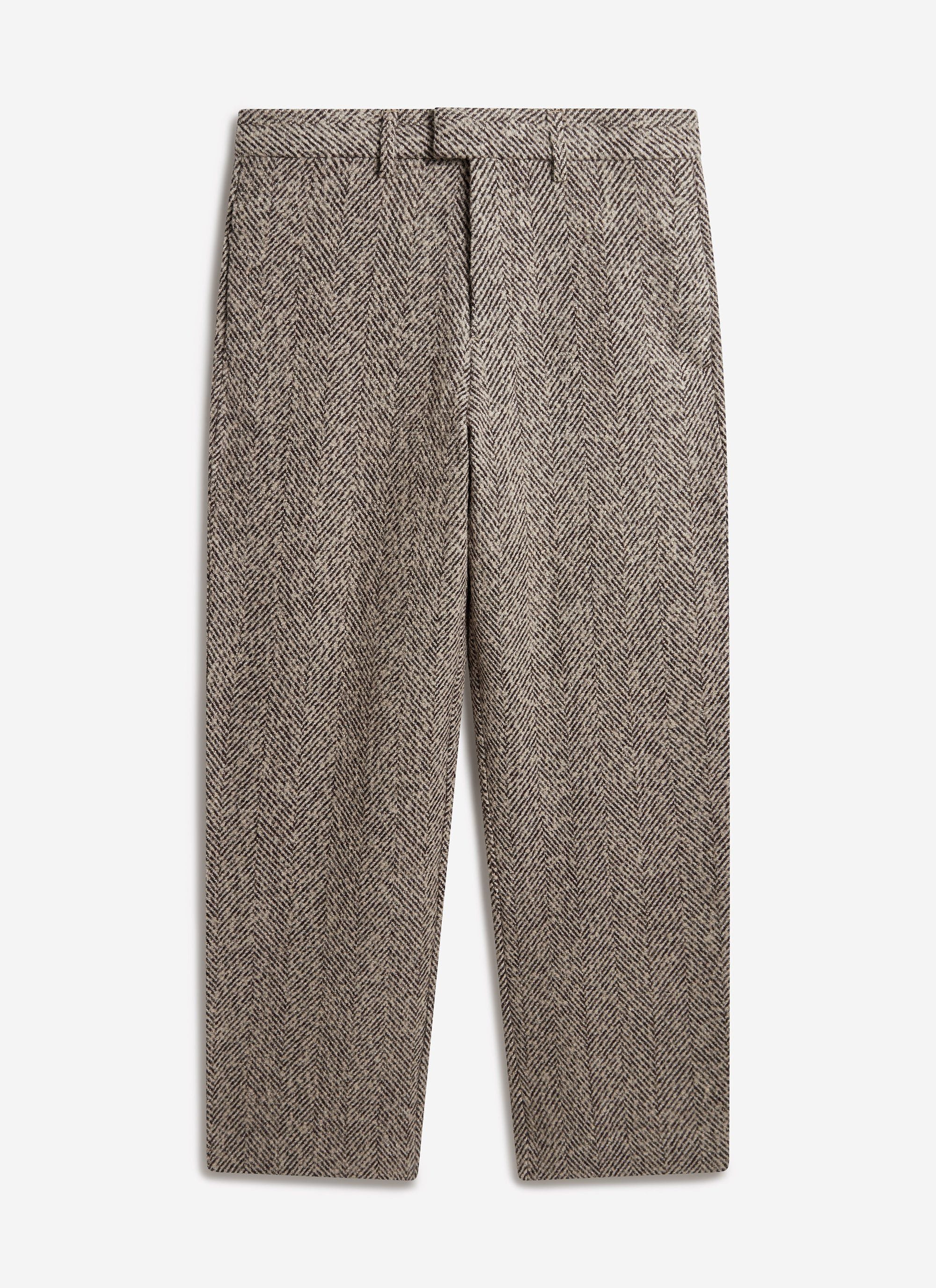 Herringbone Trousers | Wool | Cream - Image 6