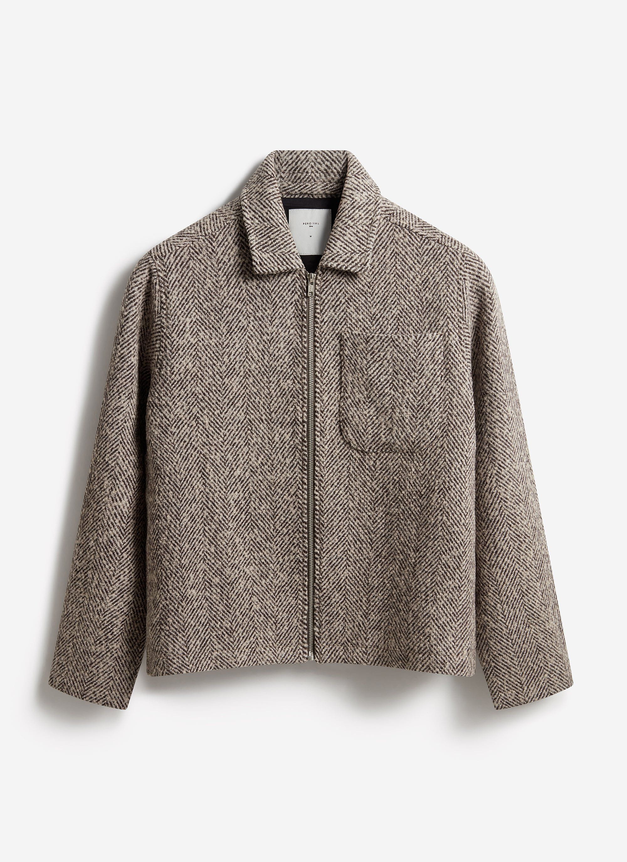 Herringbone Zip Jacket | Wool | Cream - Image 6