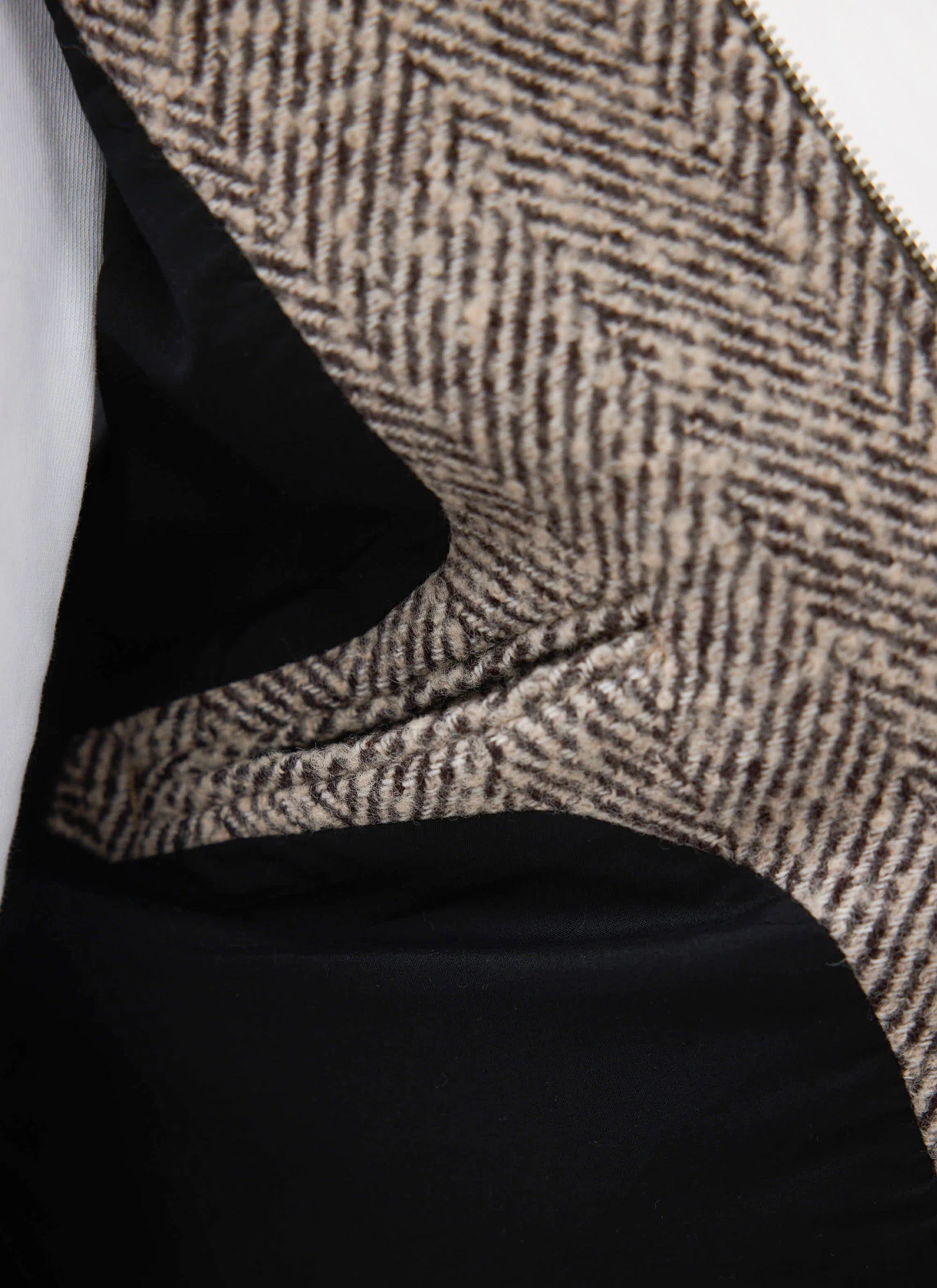 Herringbone Zip Jacket | Wool | Cream - Image 7